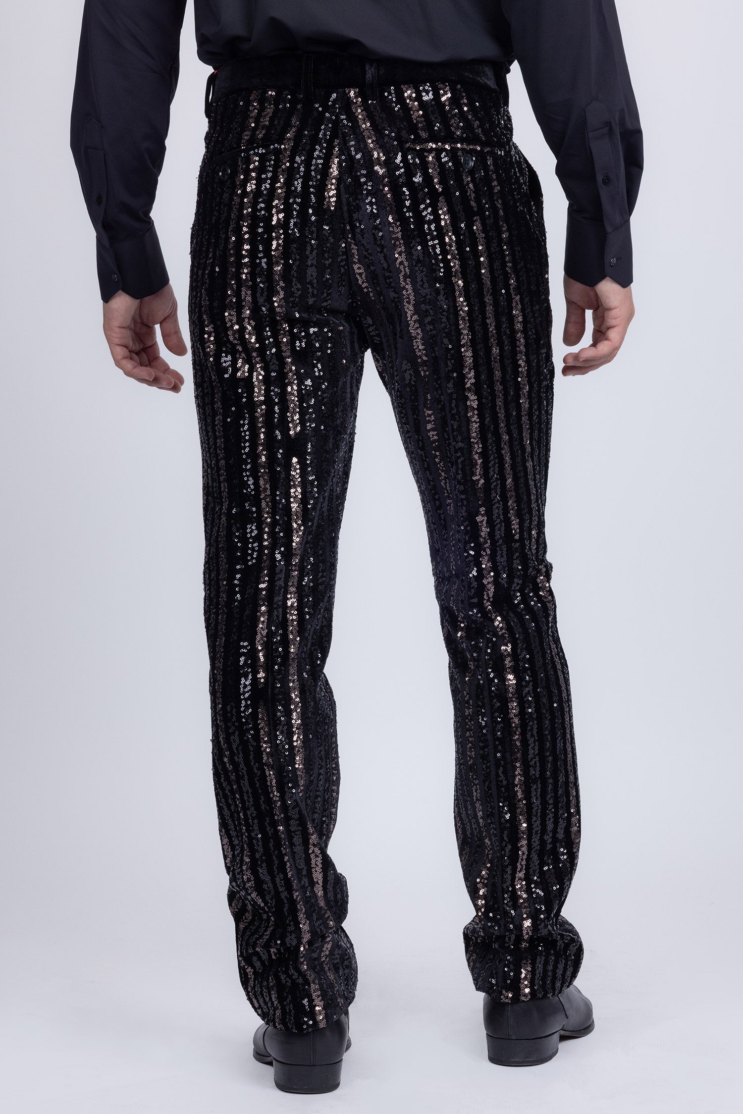 Barabas Men's Sequin Shiny Stretch Casual Slim Fit Pants 5CP16 Black