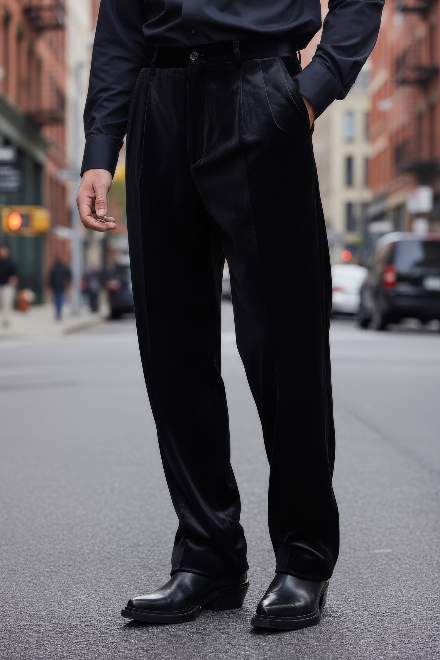 Barabas Men's Velvet Flare Casual Stretch Pants 5CP18 Black 