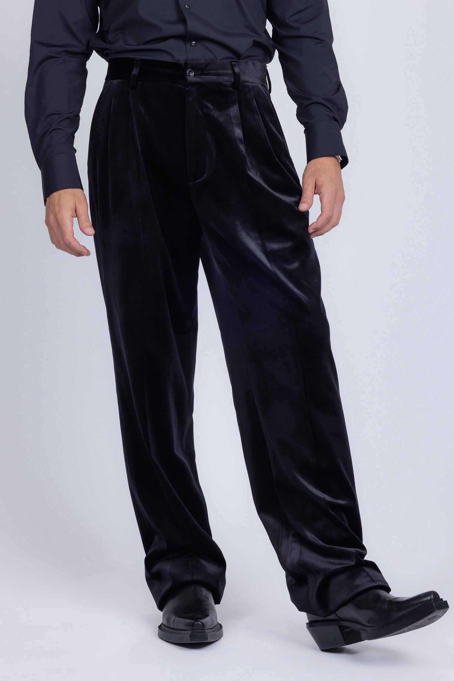 Barabas Men's Velvet Flare Casual Stretch Pants 5CP18 Black 
