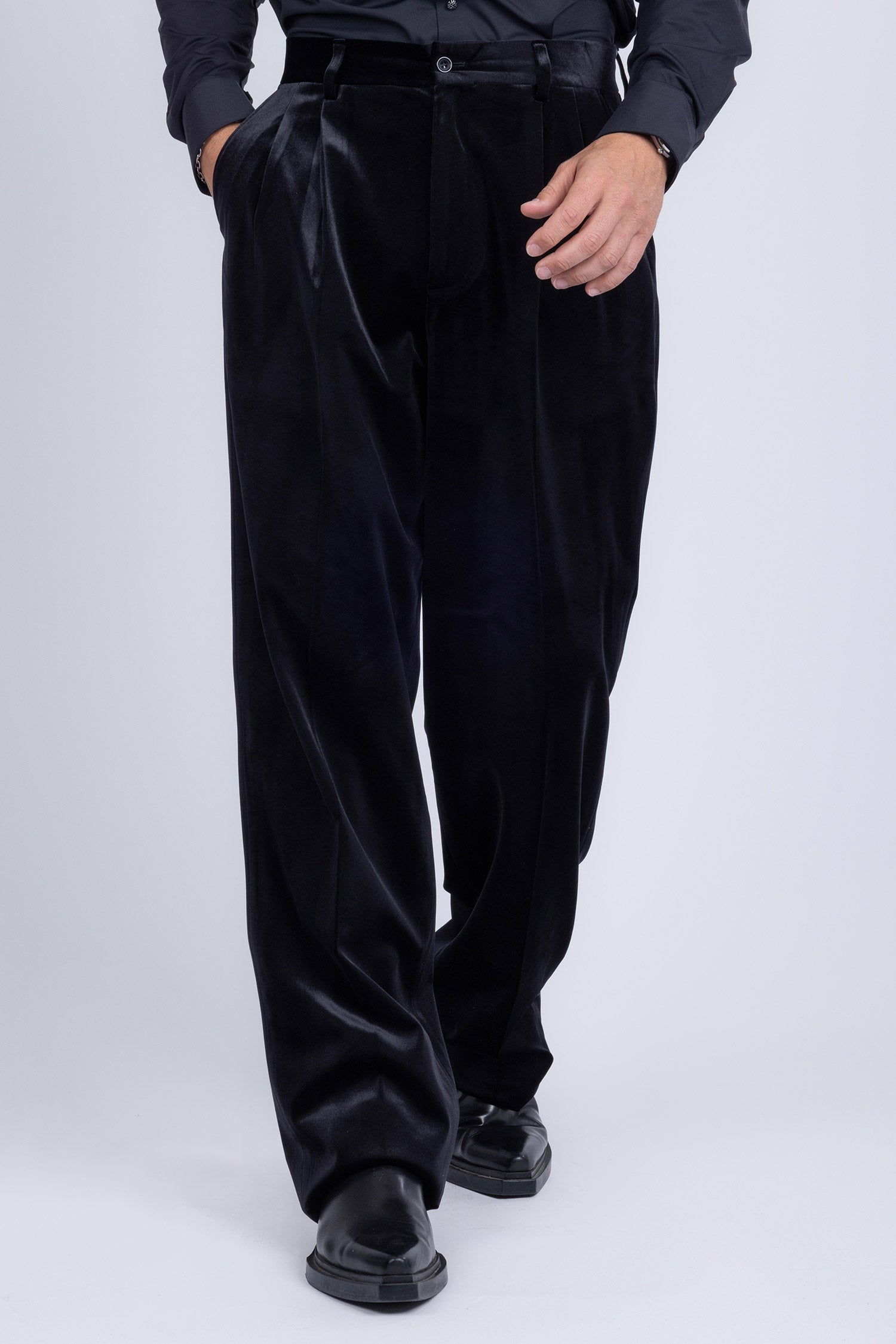 Barabas Men's Velvet Flare Casual Stretch Pants 5CP18 Black