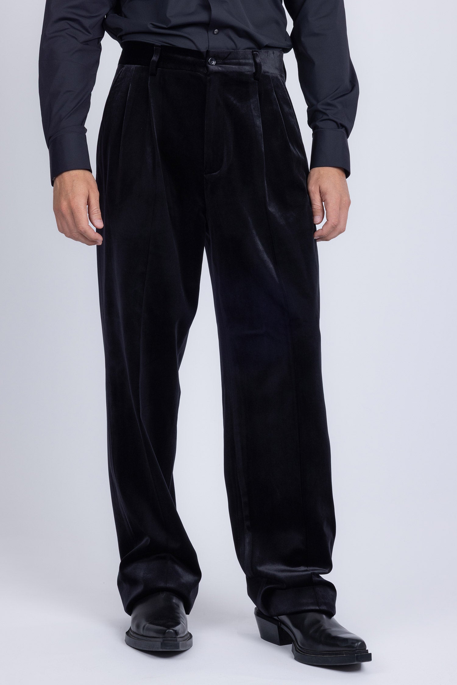 Barabas Men's Velvet Flare Casual Stretch Pants 5CP18 Black 