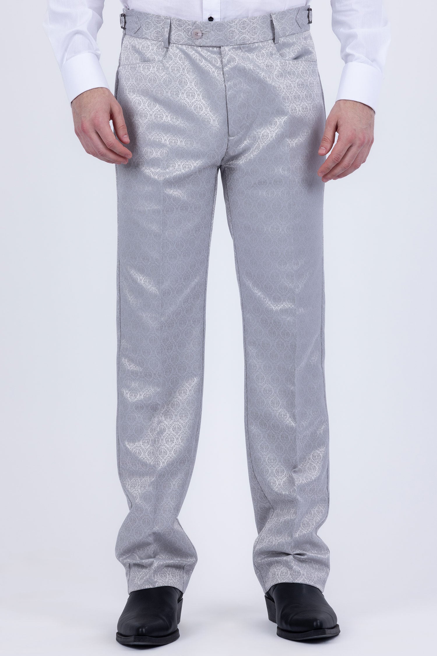 Barabas Men's Floral Pattern Casual Dress Pants 5CP24 Silver