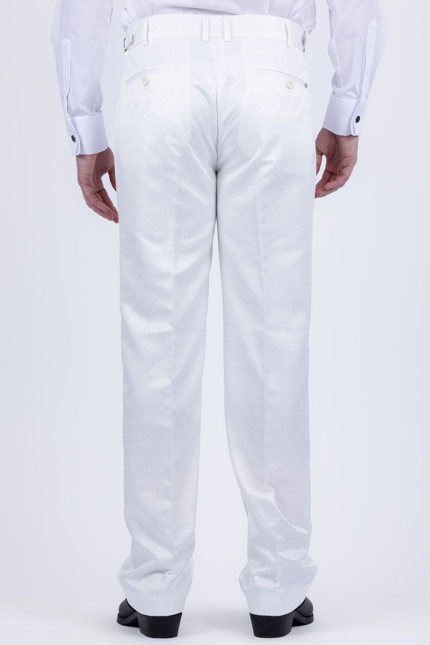 Barabas Men's Floral Pattern Casual Dress Pants 5CP24 White