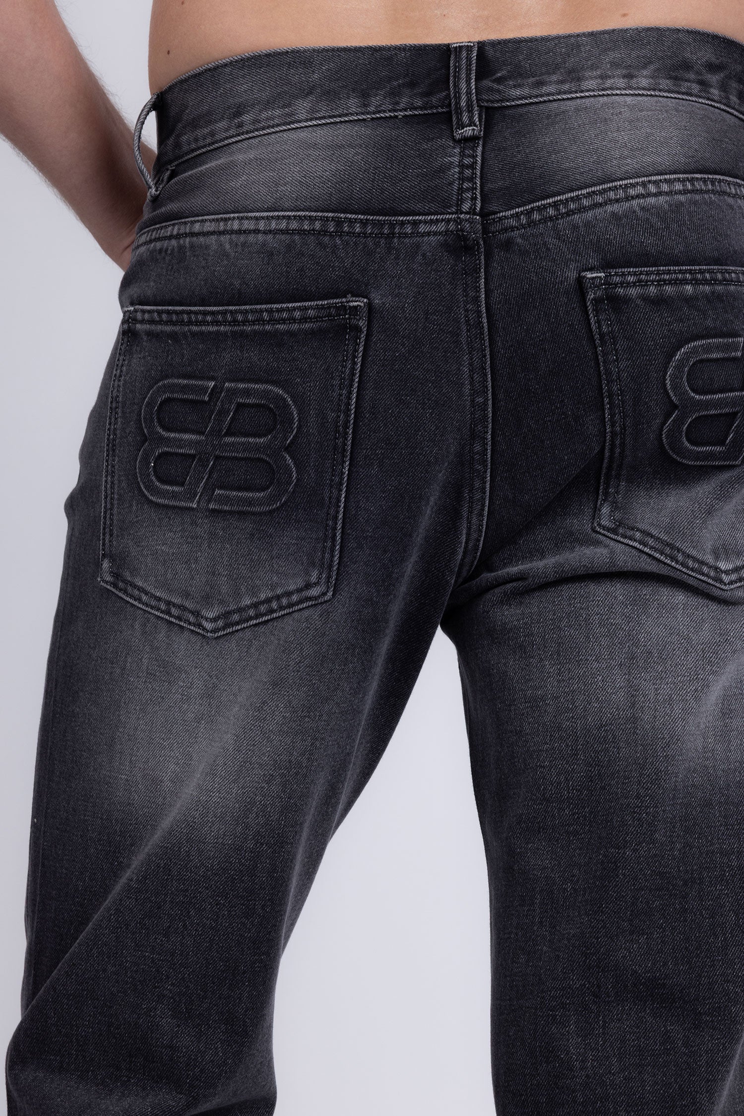 Barabas Men's Ripped Washed Rhinestone Casual Stretch Jeans 5ED03 Black