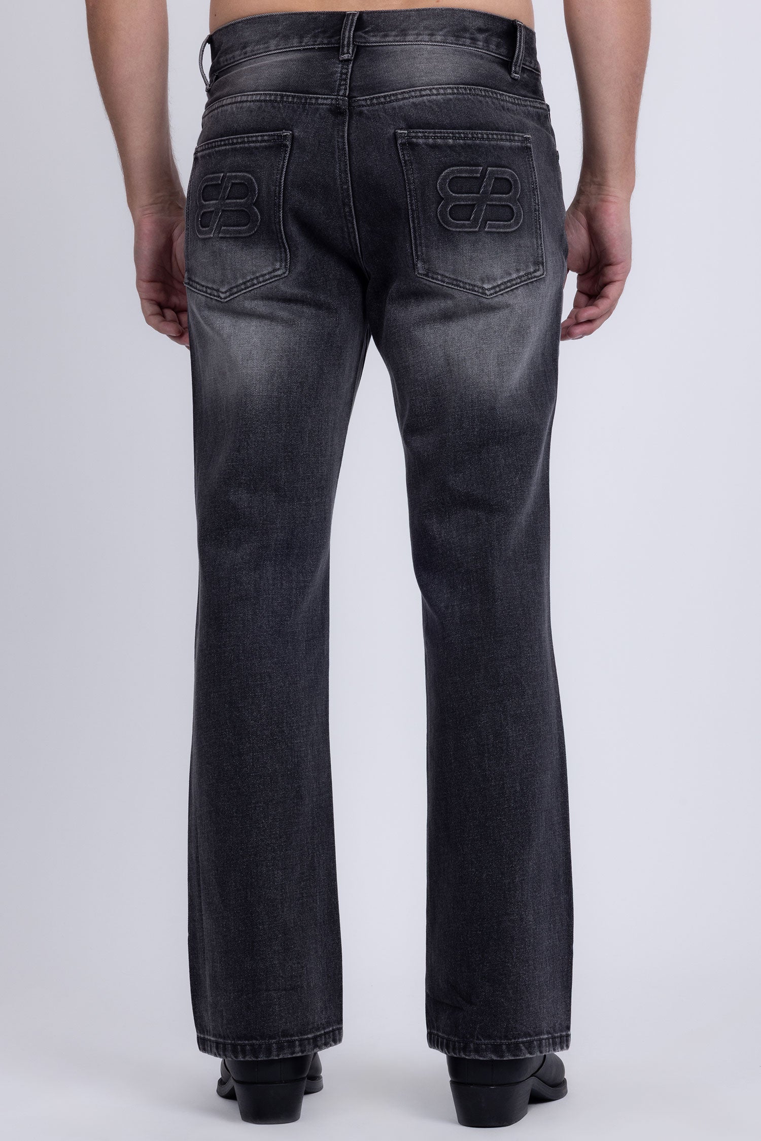 Barabas Men's Ripped Washed Rhinestone Casual Stretch Jeans 5ED03 Black