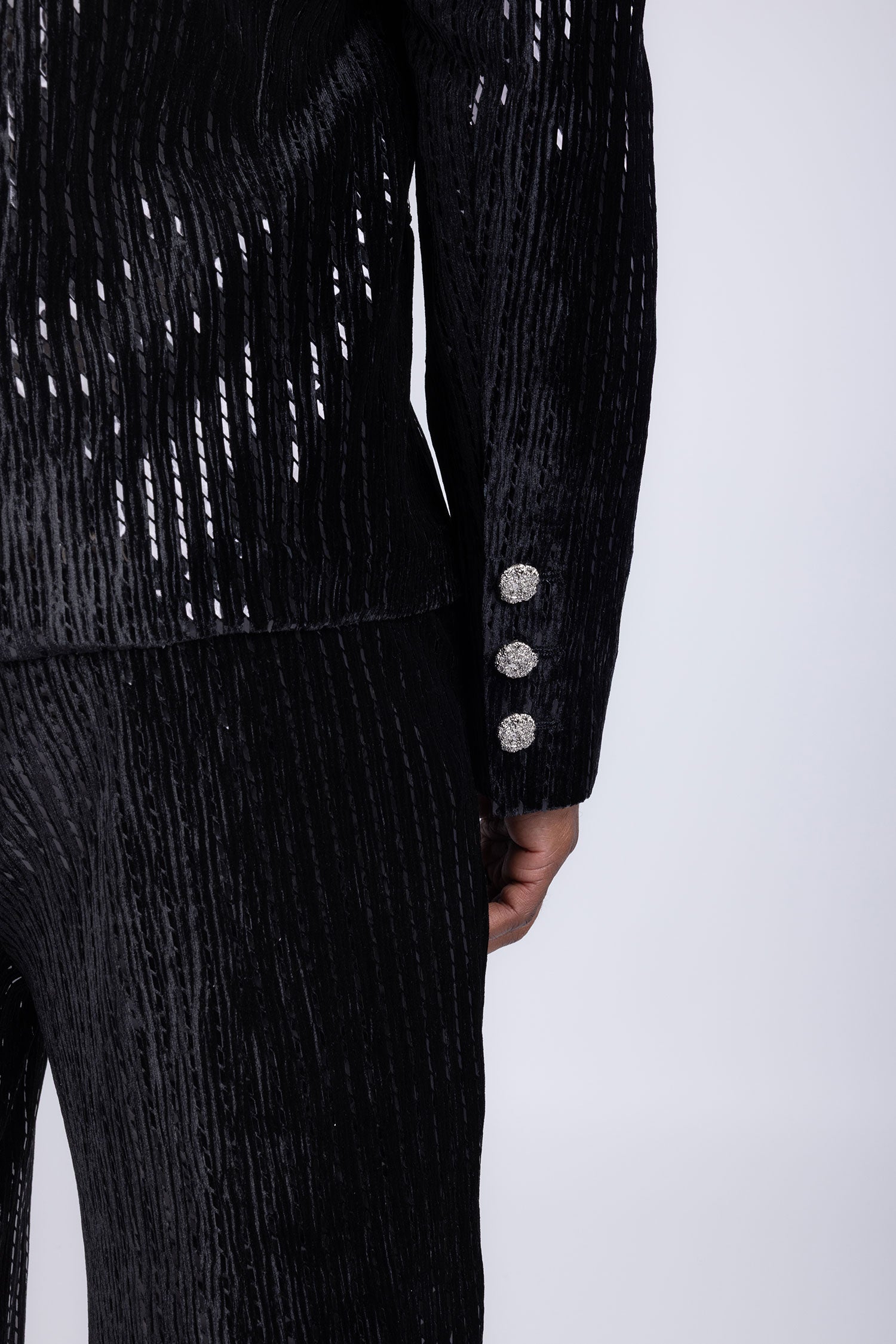 Barabas Men's Rhinestone Abstract Pattern Pearls Sequins Suit 5ESU01 Black 