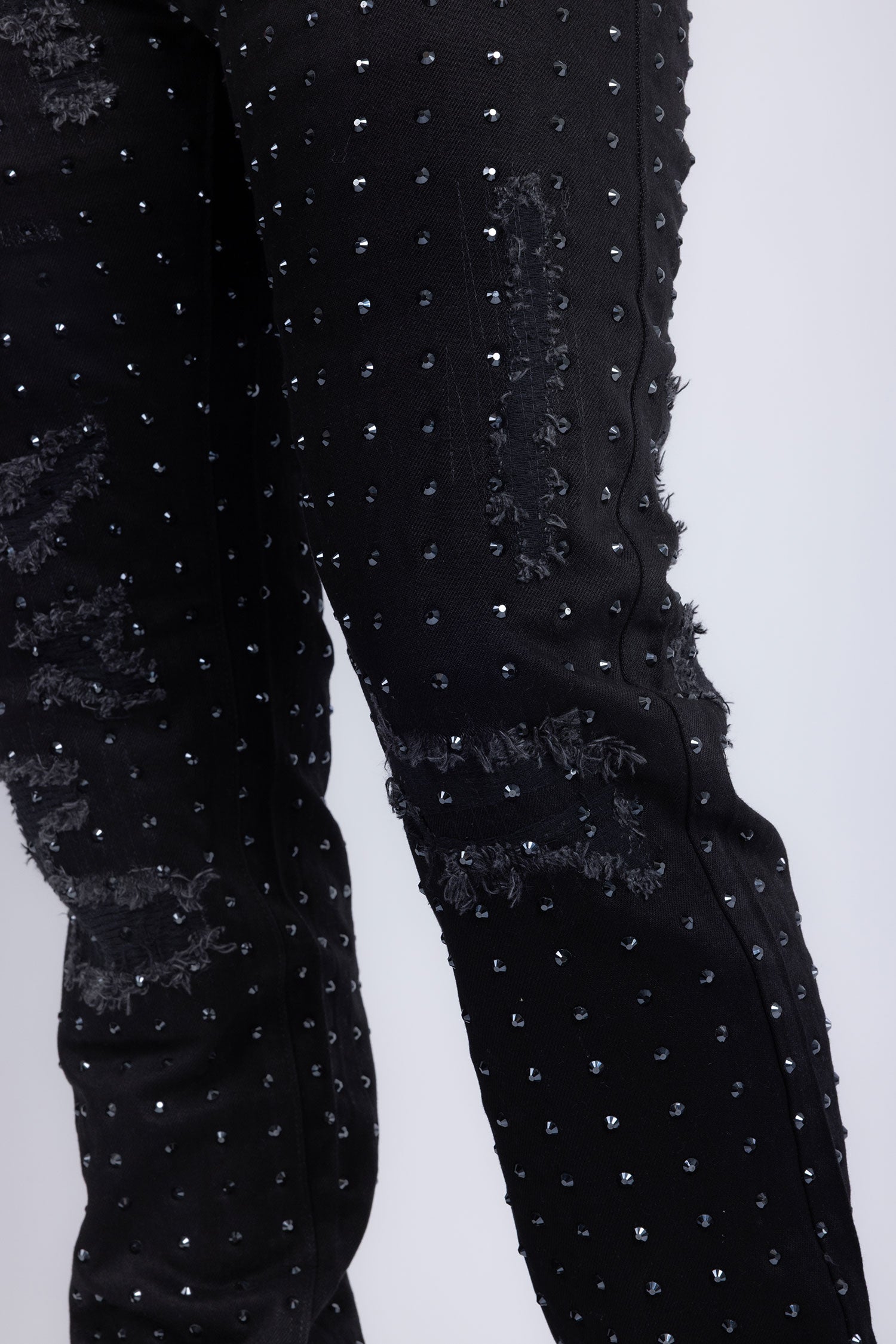 Barabas Men's Rhinestone Denim Casual Washed Jeans 5JES01 Black Gun Metal