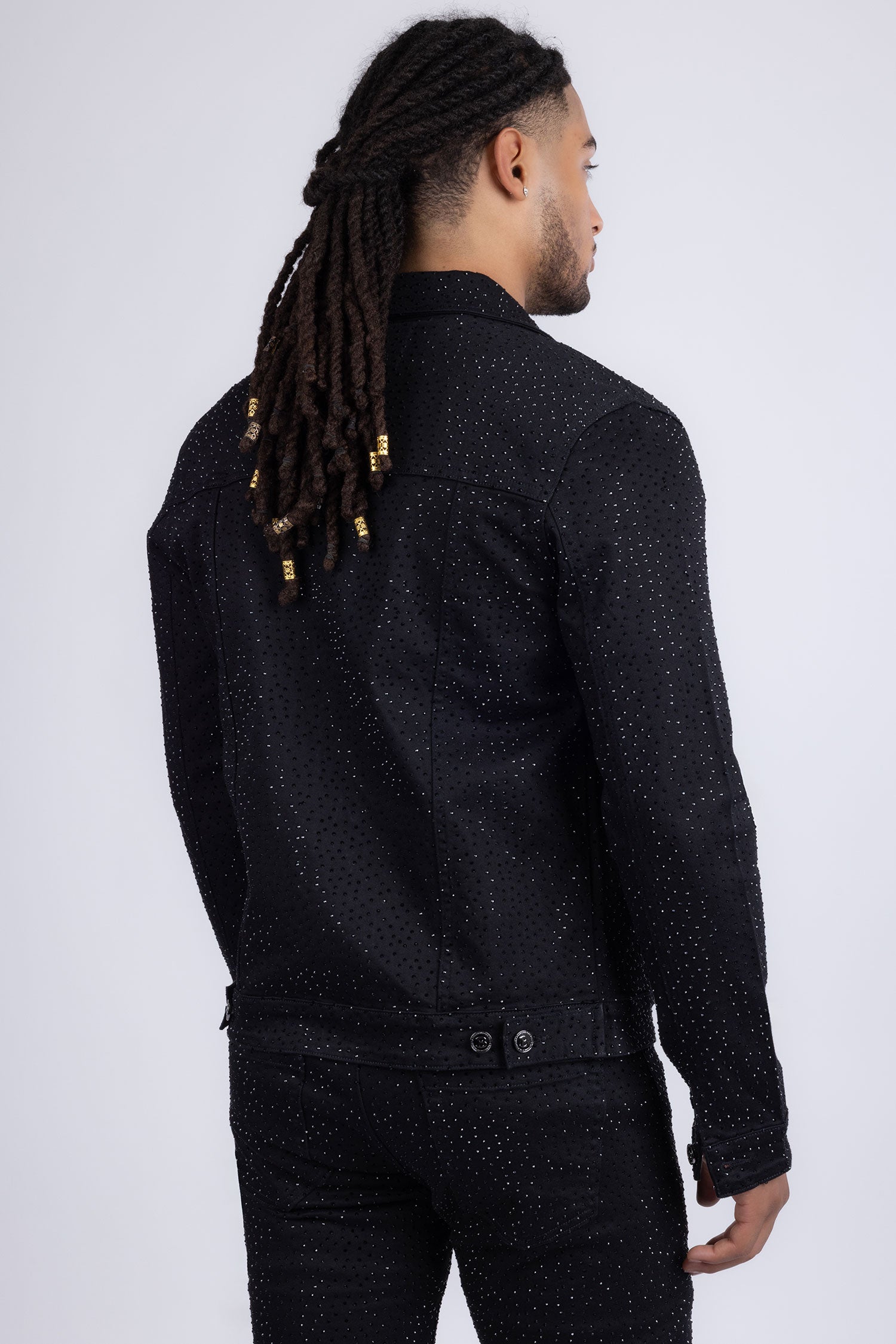 Barabas Men's Rhinestone Denim Casual Luxury Jacket 5JVS03 Black