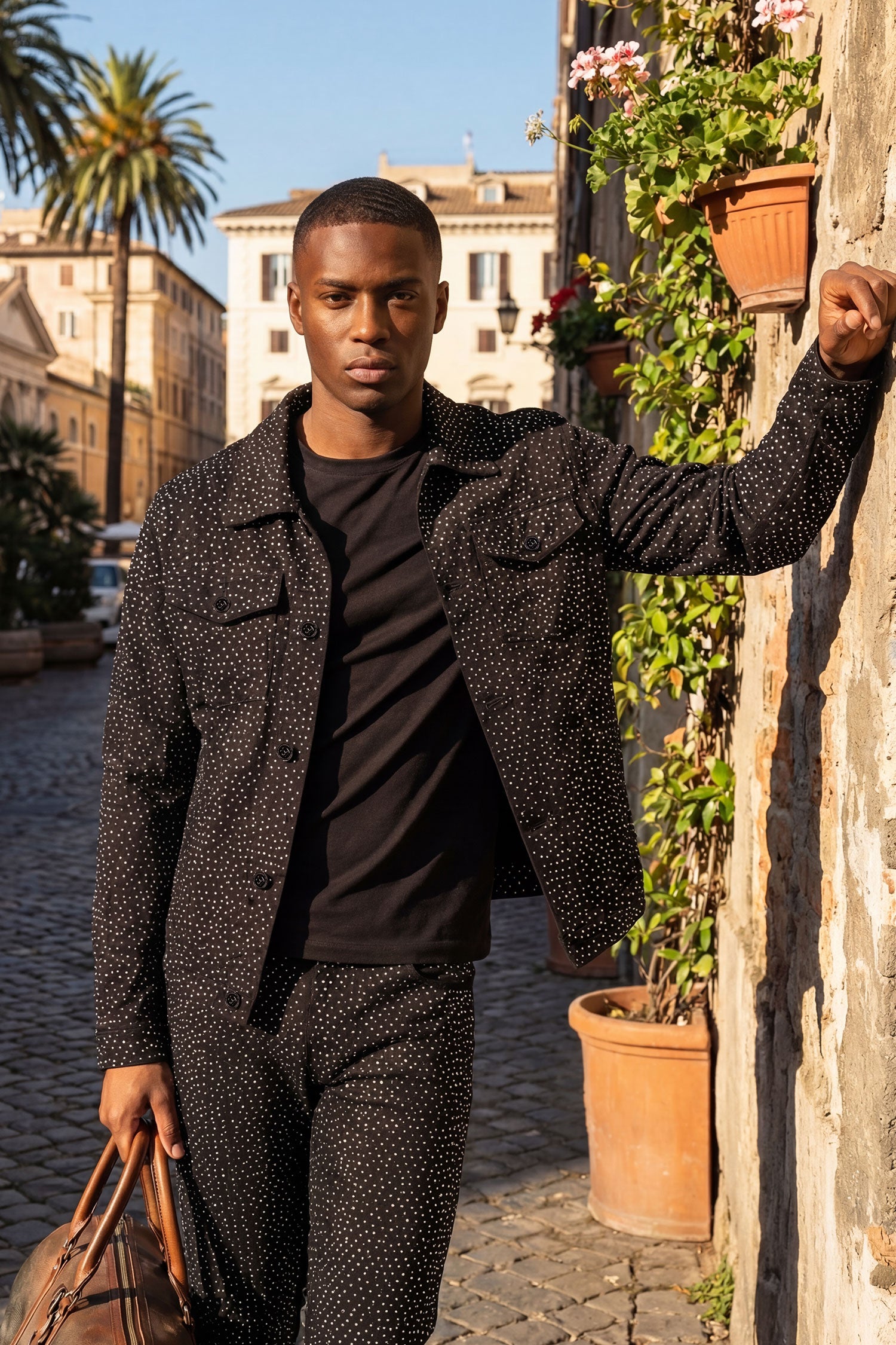 Barabas Men's Rhinestone Denim Casual Luxury Jacket 5JVS03 Black SIlver