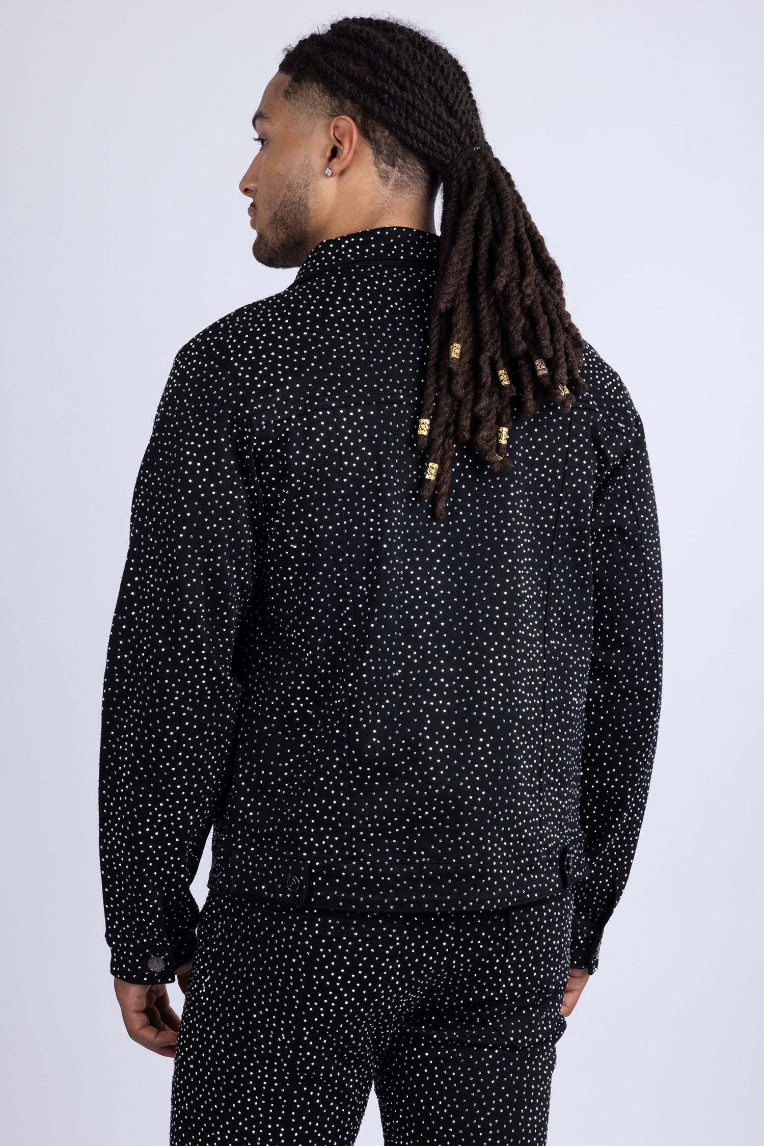 Barabas Men's Rhinestone Denim Casual Luxury Jacket 5JVS03 Black Silver