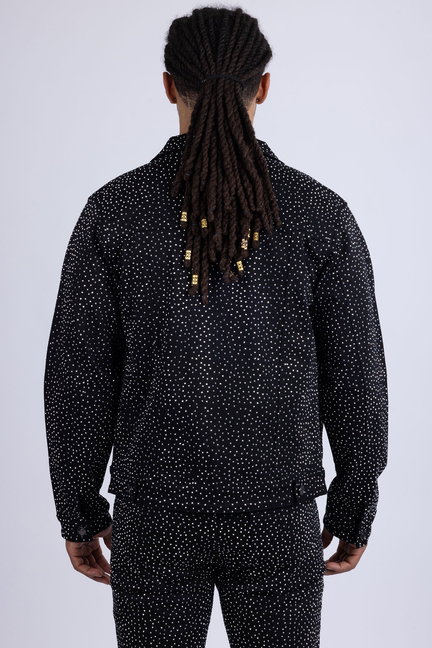 Barabas Men's Rhinestone Denim Casual Luxury Jacket 5JVS03 Black Silver