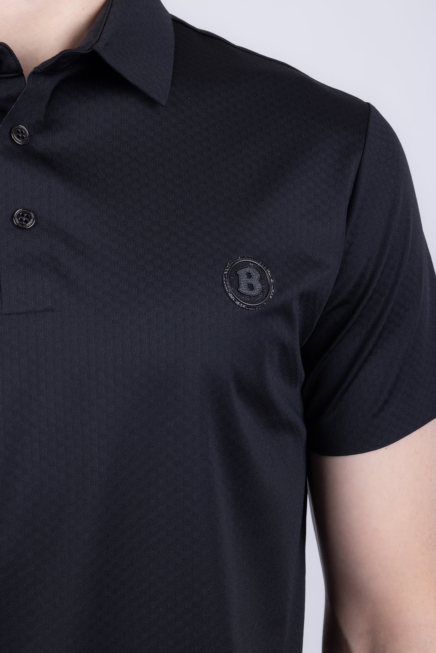 Barabas Men's Solid Color Textured Stretch Premium Polo Shirts 5P04 Black