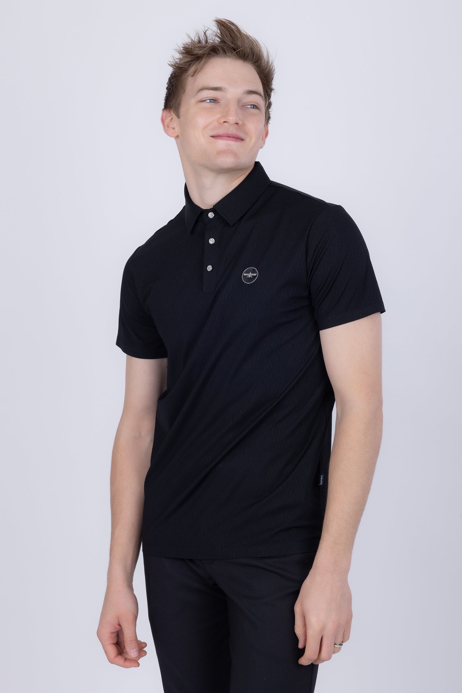 Barabas Men's Solid Color Textured Premium Stretch Polo Shirts 5P10 Black