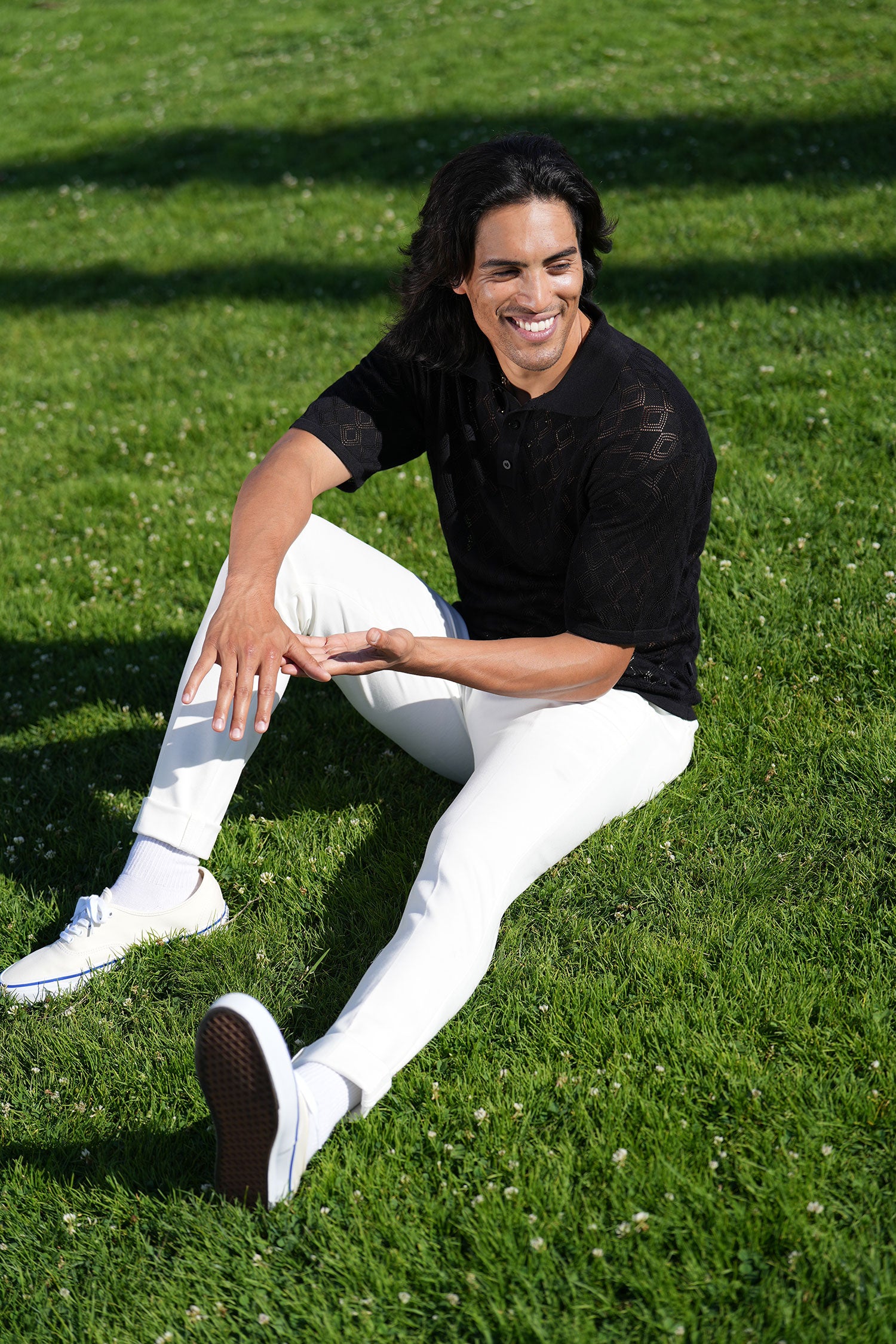 Barabas Men's Geometric Premium Stretch See Through Polo Shirts 5P12 Black 
