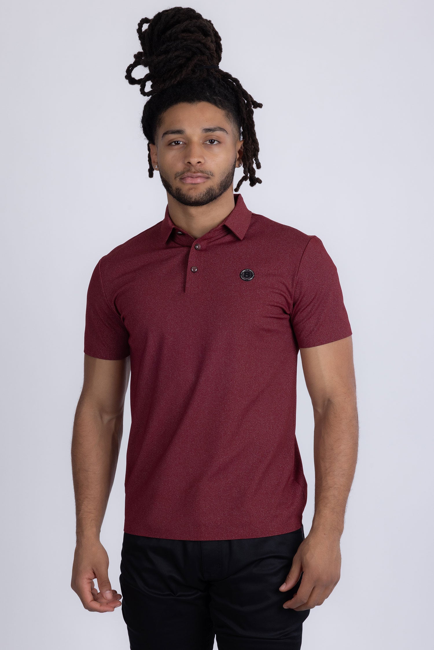 Barabas Men's Solid Color Short Sleeve Stretch Polo Shirts 5P19 Dark Red