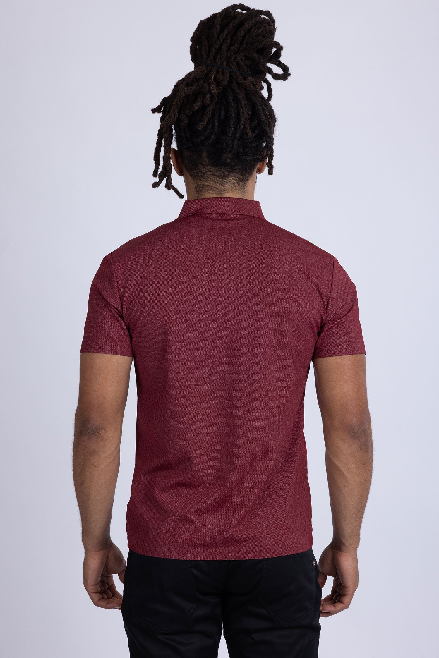 Barabas Men's Solid Color Short Sleeve Stretch Polo Shirts 5P19 Dark Red