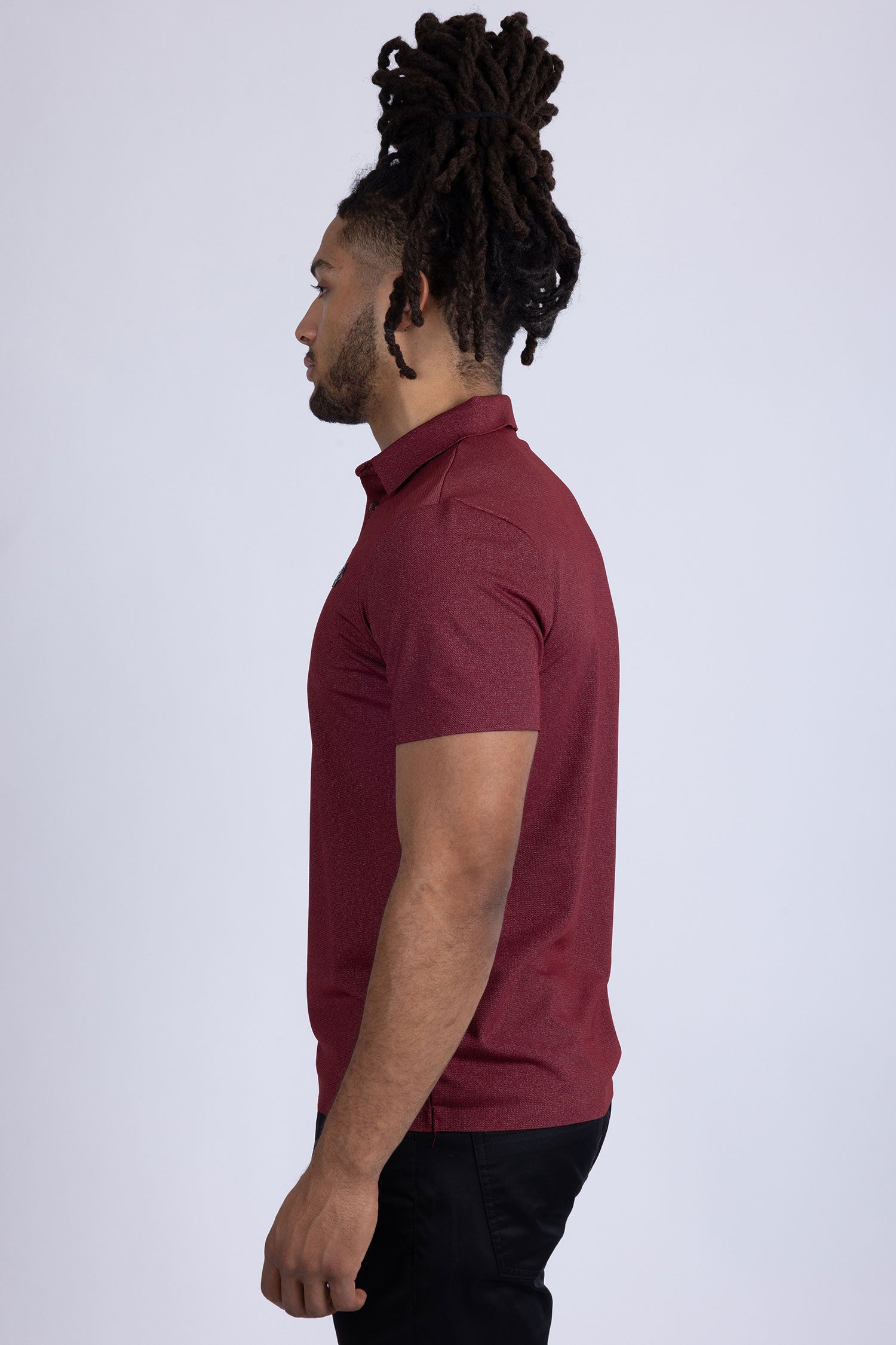 Barabas Men's Solid Color Short Sleeve Stretch Polo Shirts 5P19 Dark Red