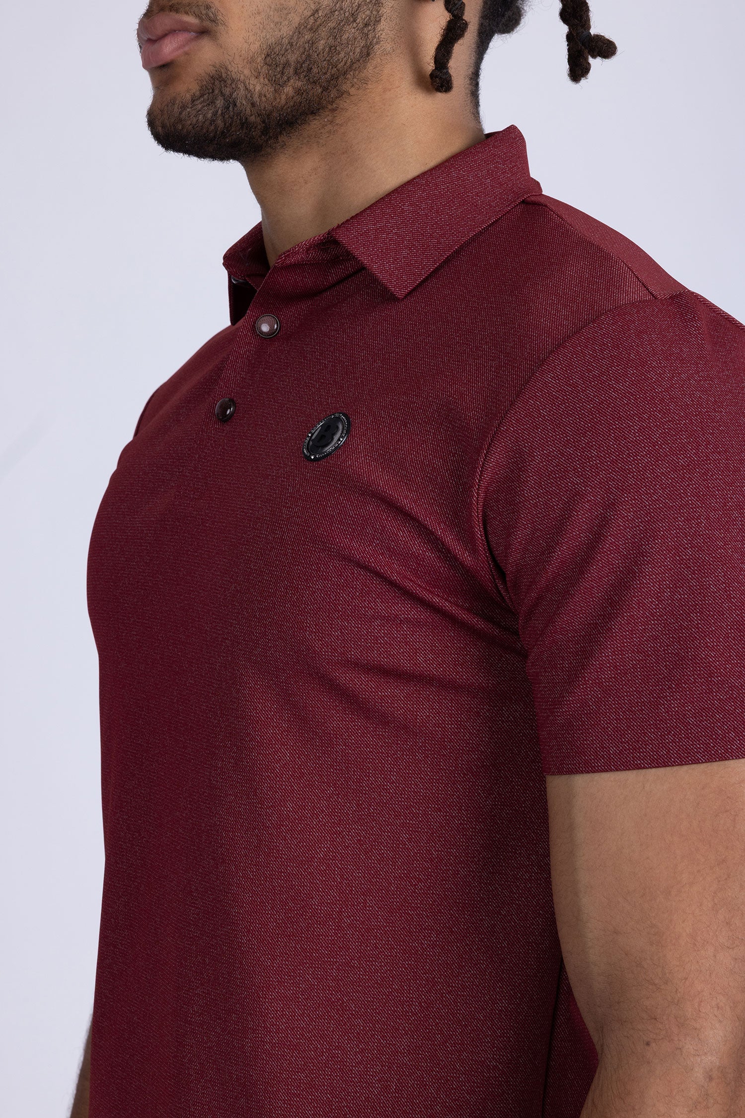 Barabas Men's Solid Color Short Sleeve Stretch Polo Shirts 5P19 Dark Red