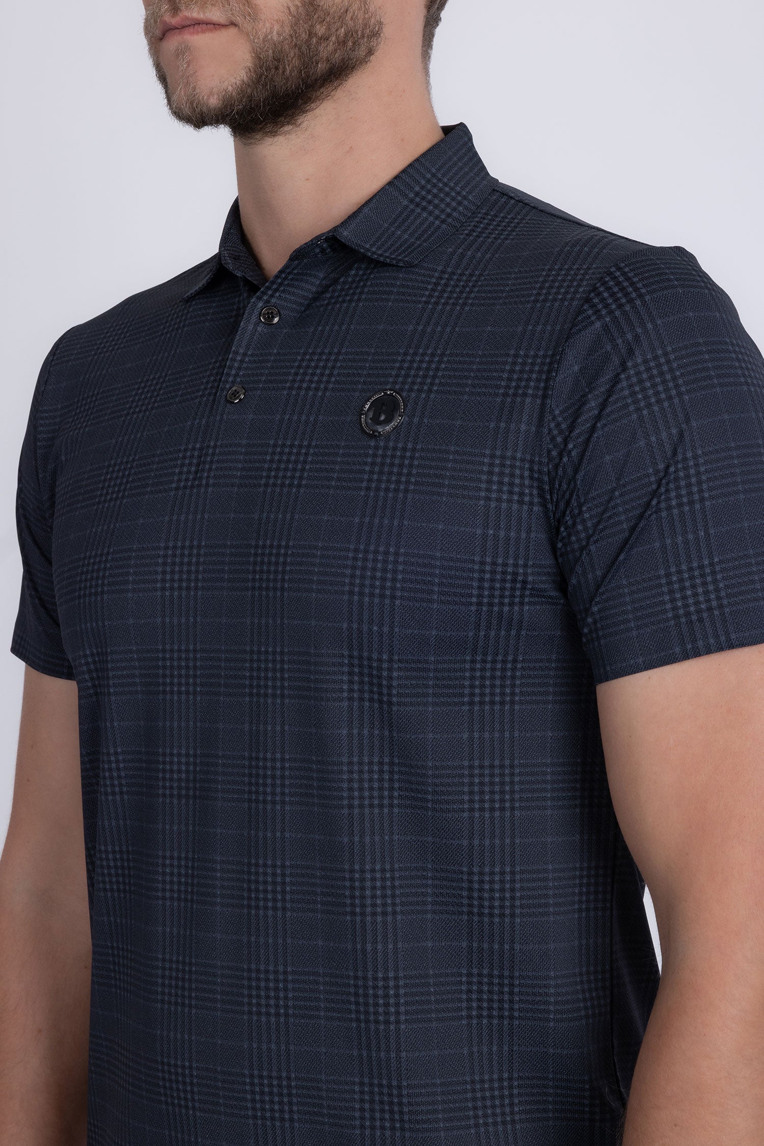 Barabas Men's Geometric Premium Stretch Patterned Polo Shirts 5P22 Charcoal