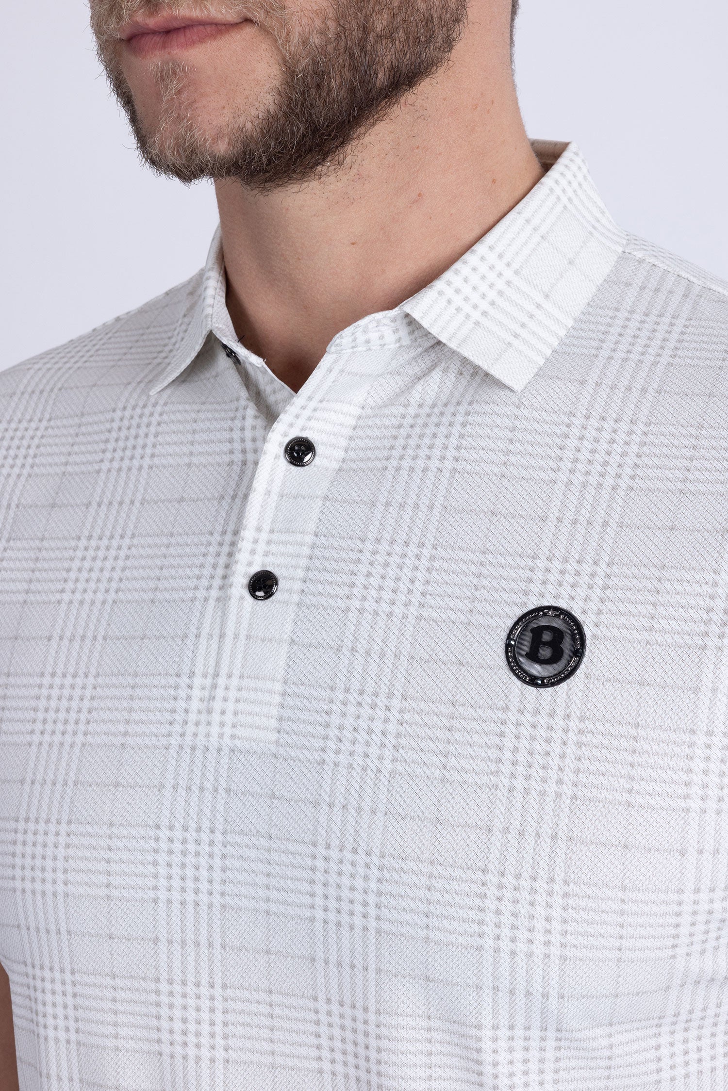 Barabas Men's Geometric Premium Stretch Patterned Polo Shirts 5P22 White