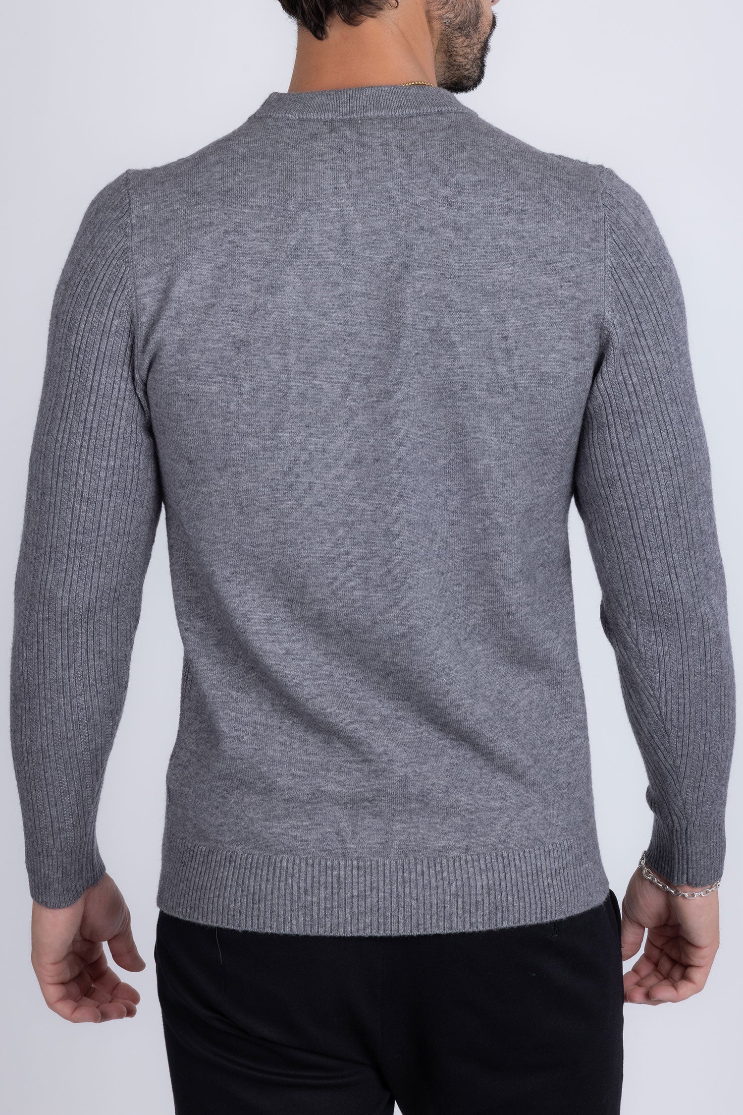 Barabas Men's Embroidered Medusa Stretch Sweater 5PLS01 Charcoal
