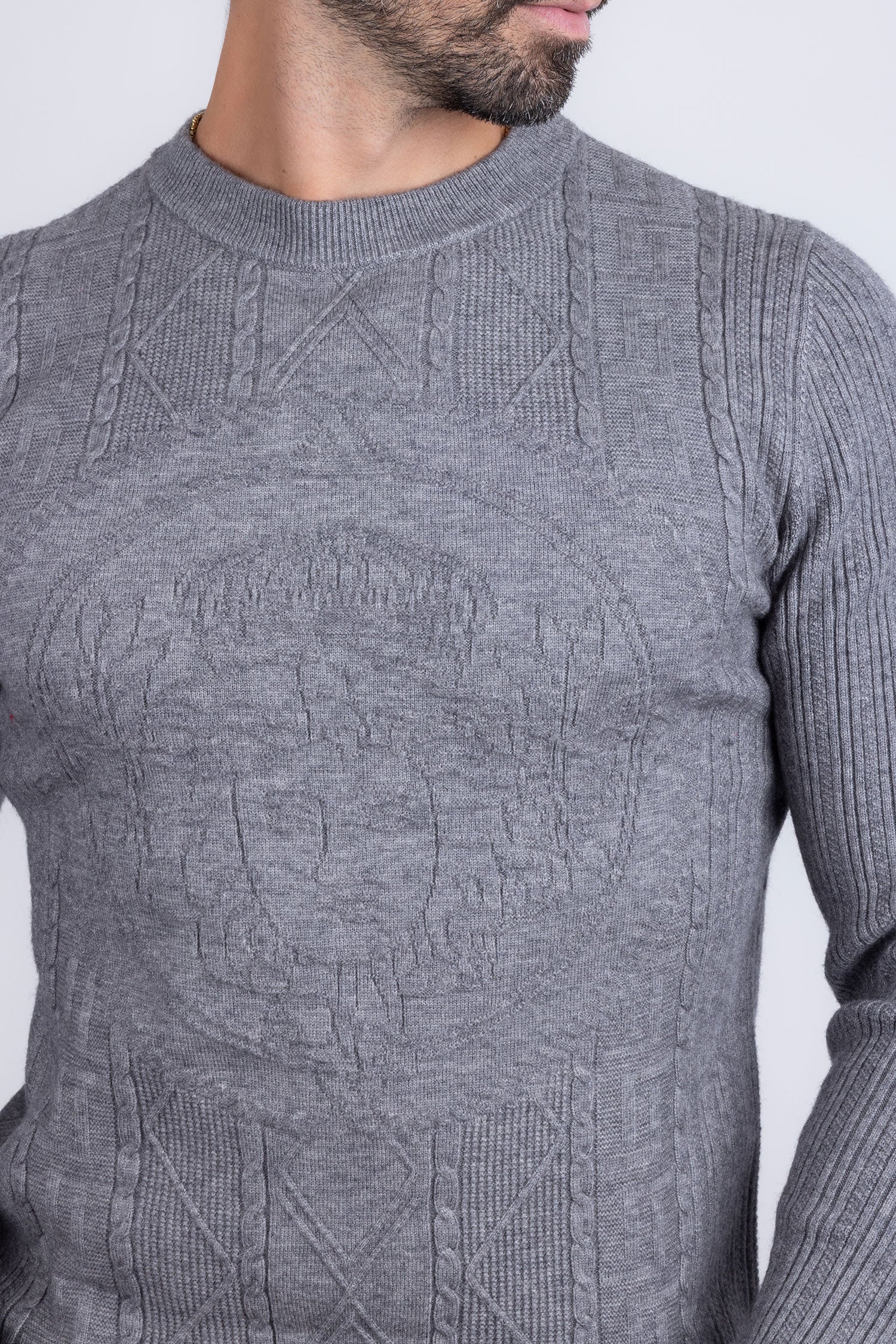 Barabas Men's Embroidered Medusa Stretch Sweater 5PLS01 Charcoal