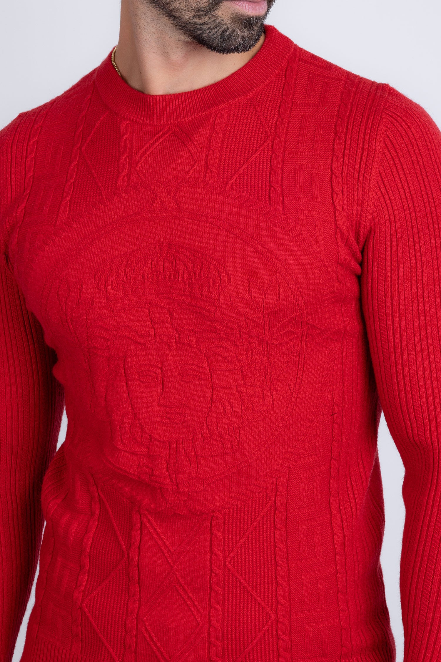 Barabas Men's Embroidered Medusa Stretch Sweater 5PLS01 Red