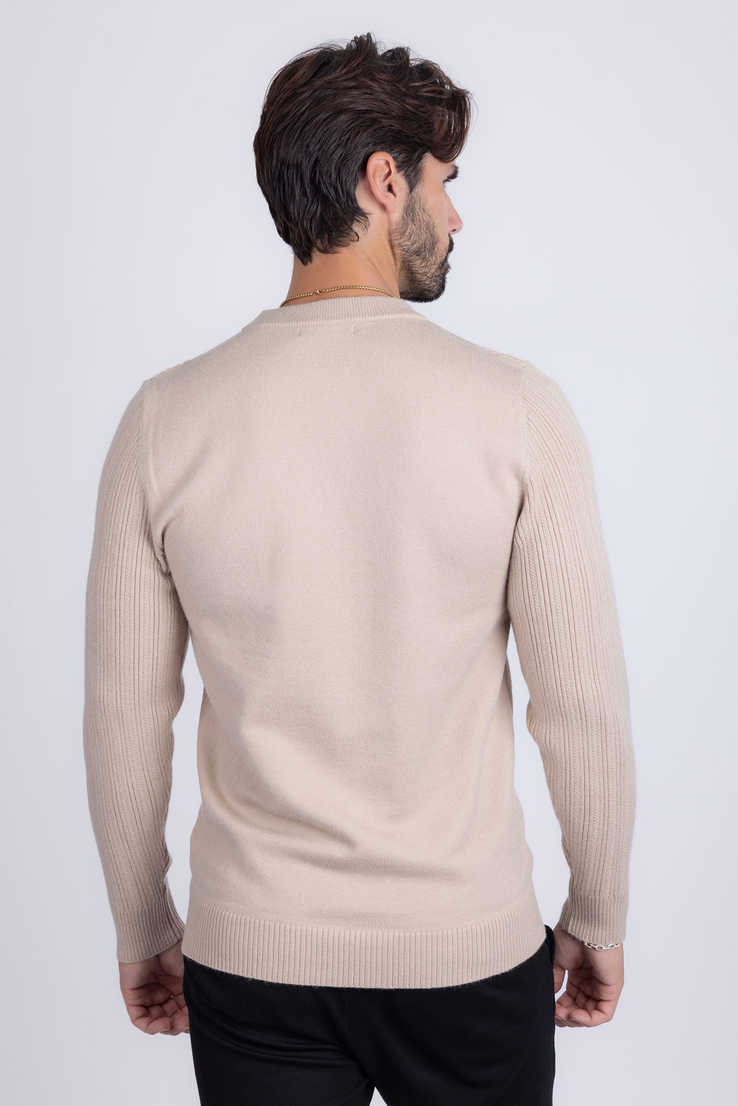 Barabas Men's Embroidered Medusa Stretch Sweater 5PLS01 Stone
