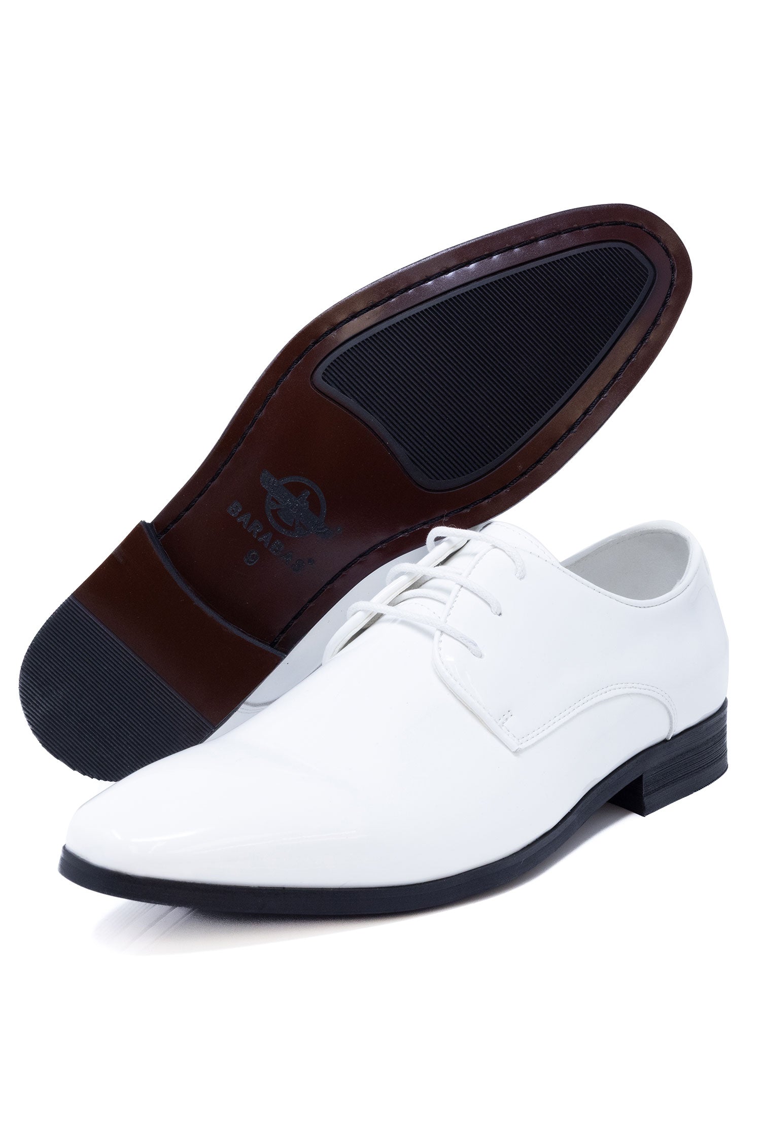 Barabas Men's Shiny Solid Lace-up Leather Loafer Dress Shoes 5SH05 White