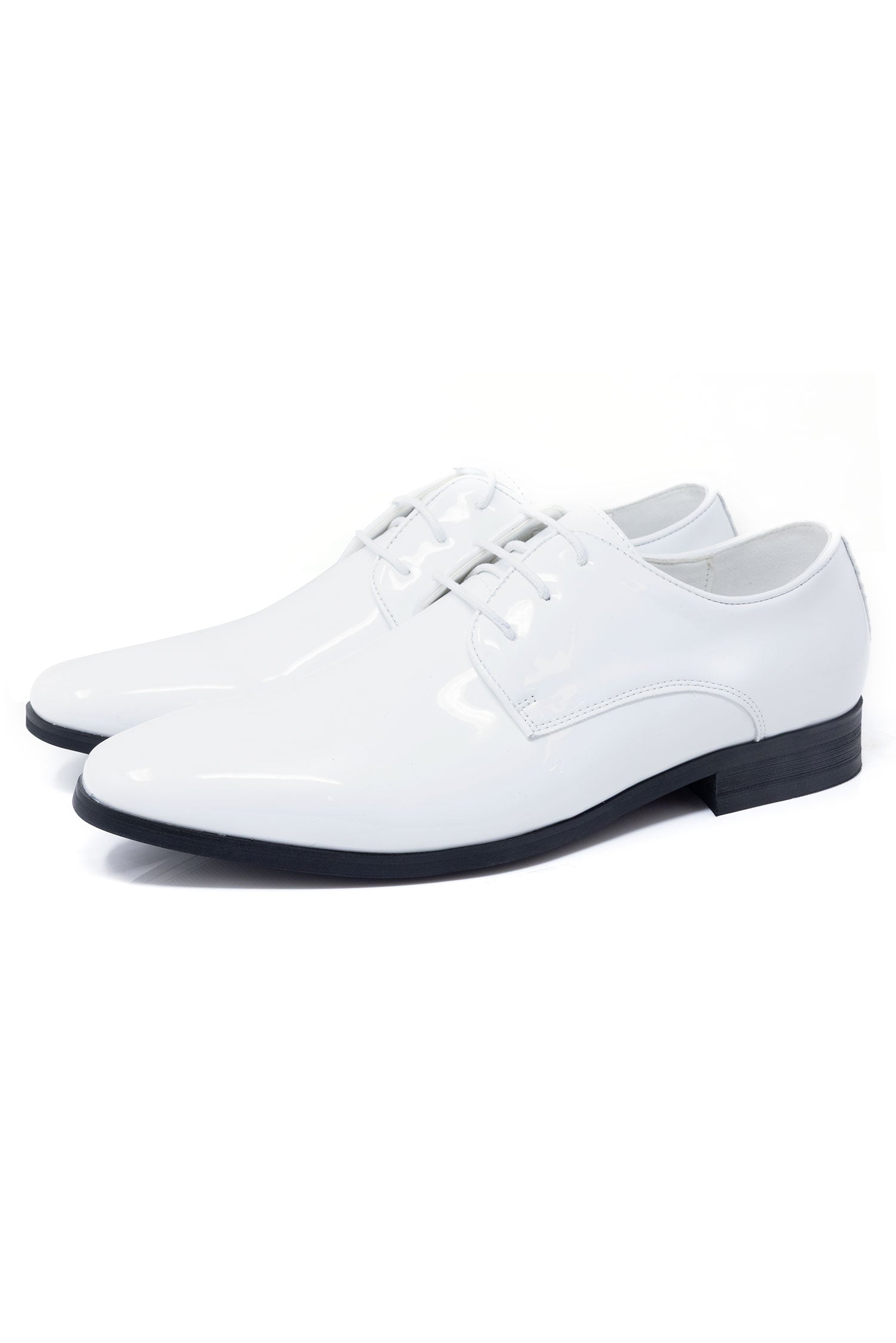 Barabas Men's Shiny Solid Lace-up Leather Loafer Dress Shoes 5SH05 White