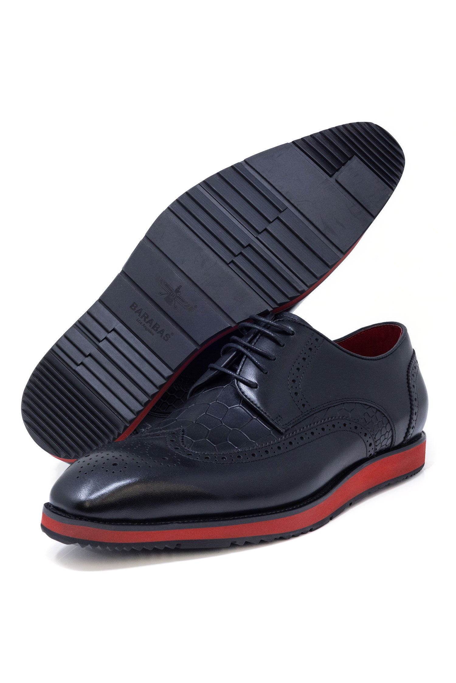 Barabas Men's Western Lace-up Leather Luxury Dress Shoes 5SH08 Black Red