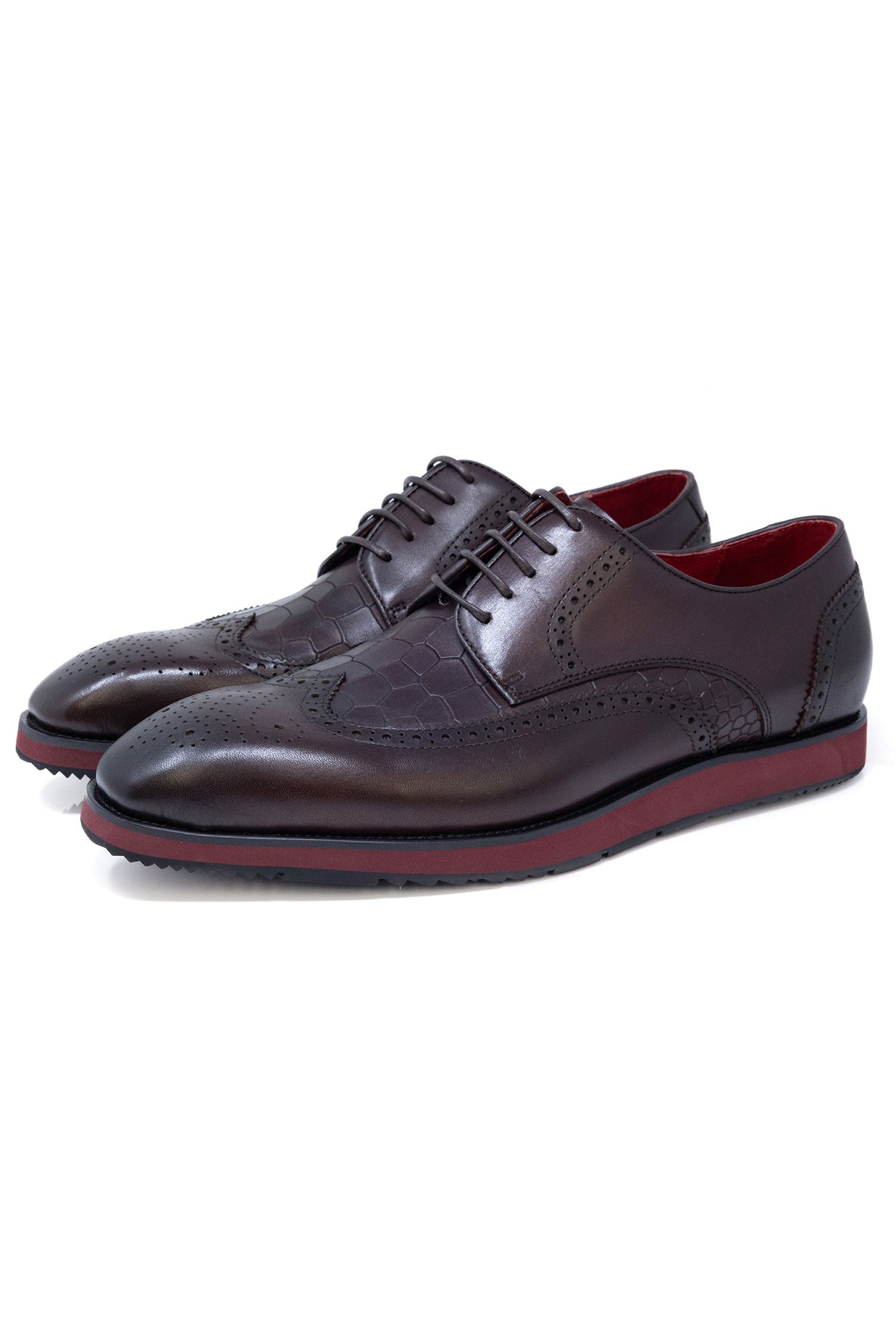 Barabas Men's Western Lace-up Leather Luxury Dress Shoes 5SH08 Burgundy