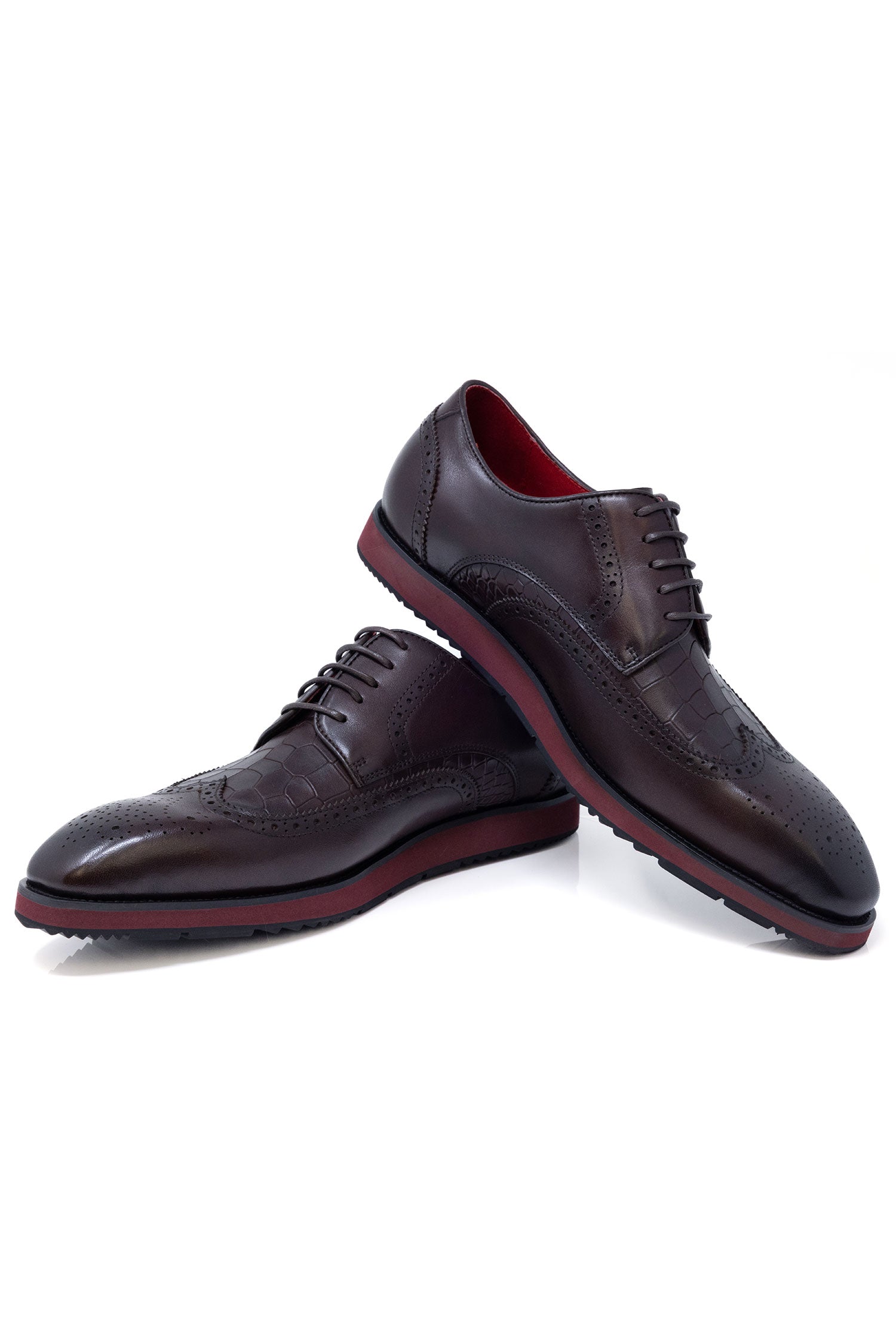 Barabas Men's Western Lace-up Leather Luxury Dress Shoes 5SH08 Burgundy