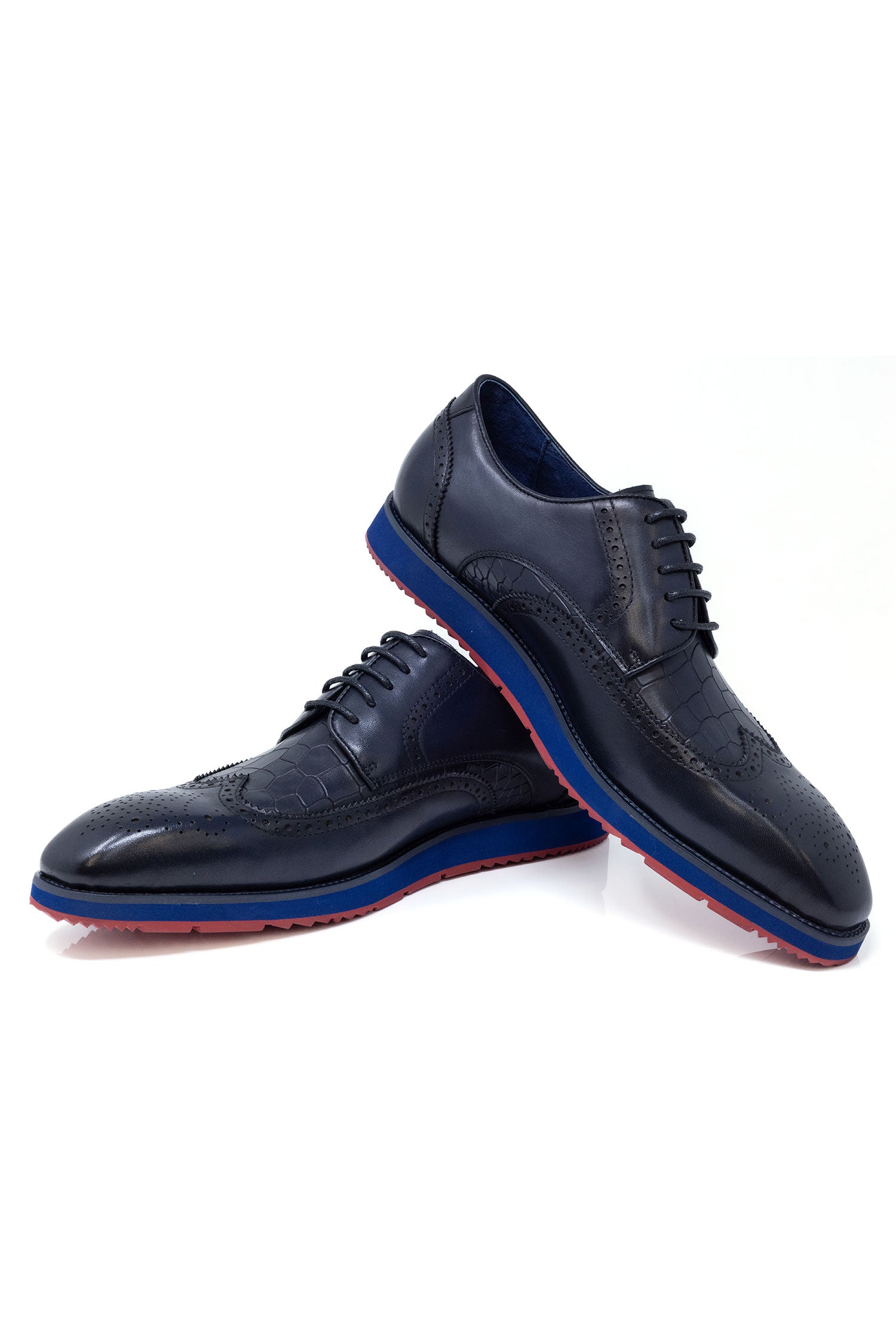 Barabas Men's Western Lace-up Leather Luxury Dress Shoes 5SH08 Navy Blue