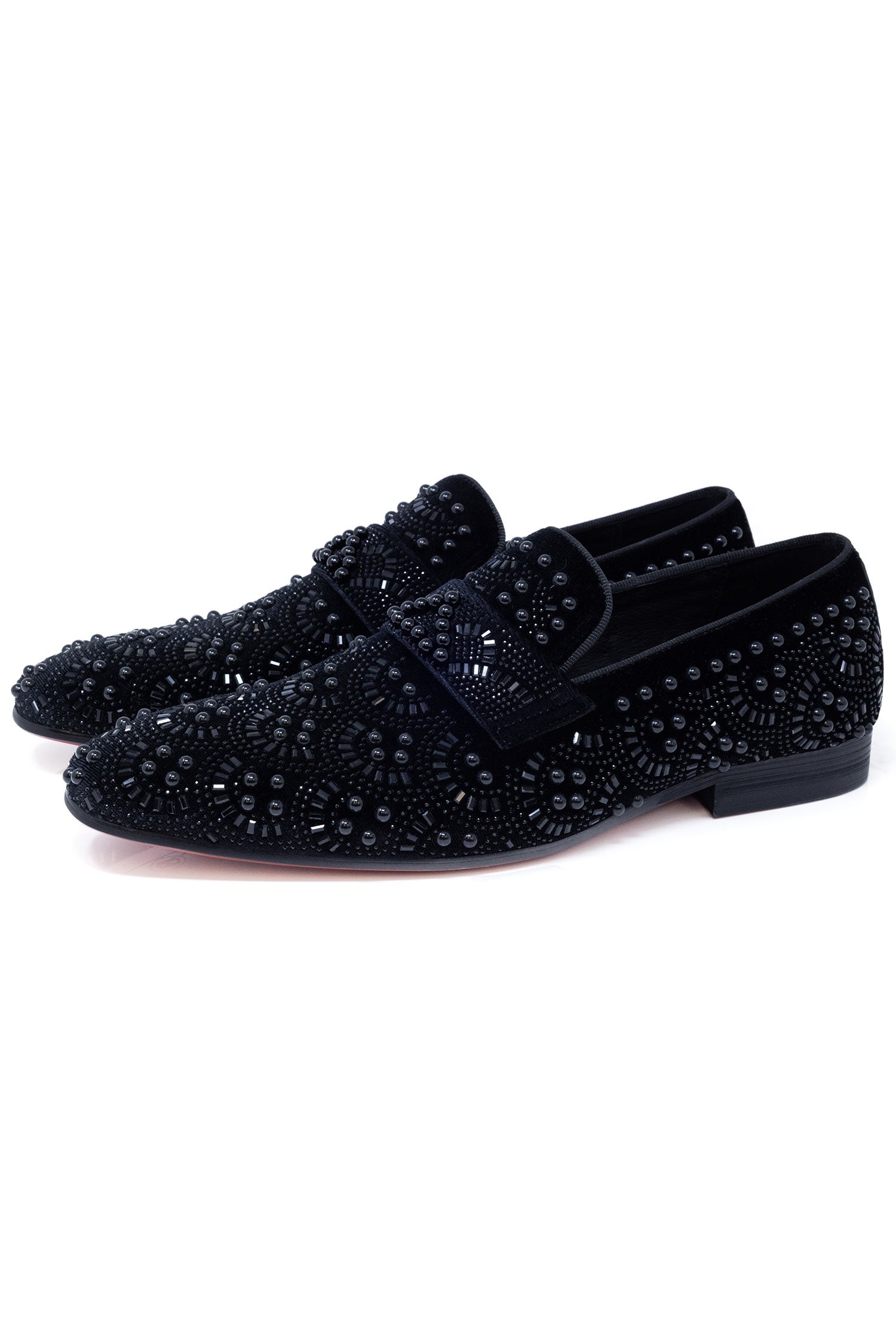 Barabas Men's Geometric Shiny Rhinestone Design Leather Shoes 5SH12 Black