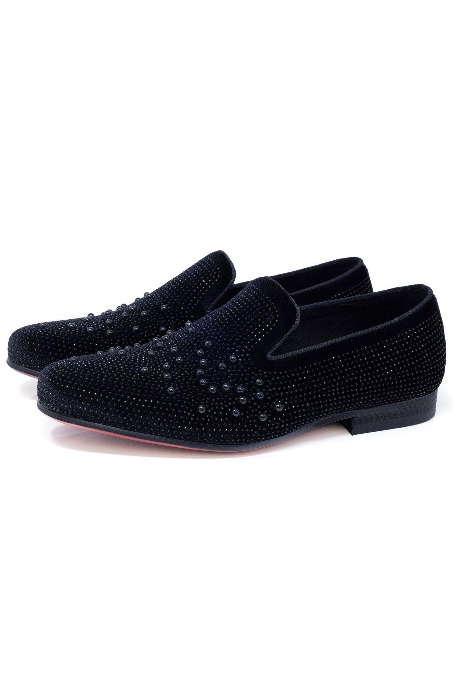 Barabas Men's Rhinestone Design Slip On Leather Loafer Shoes 5SH14 Black