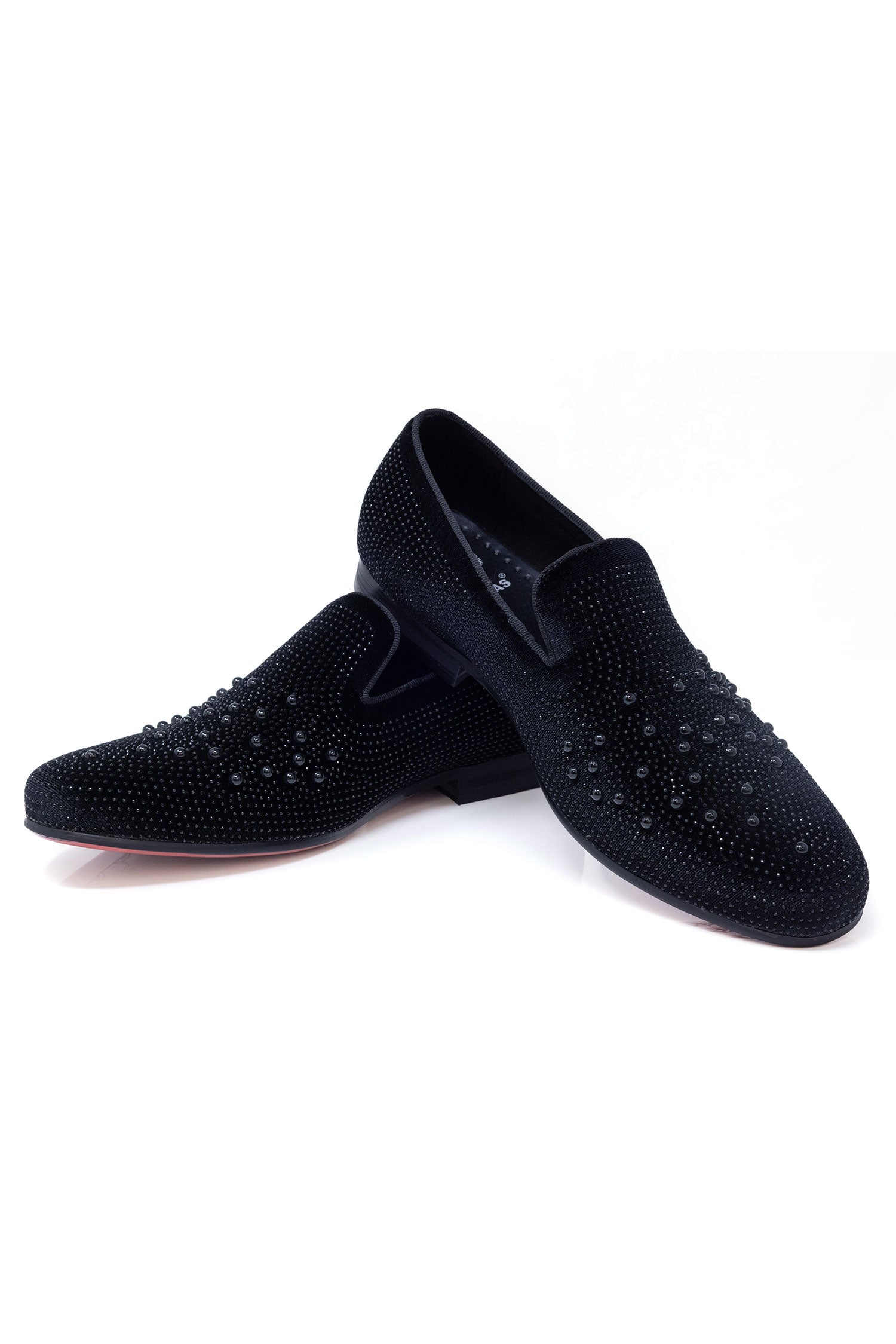 Barabas Men's Rhinestone Design Slip On Leather Loafer Shoes 5SH14 Black