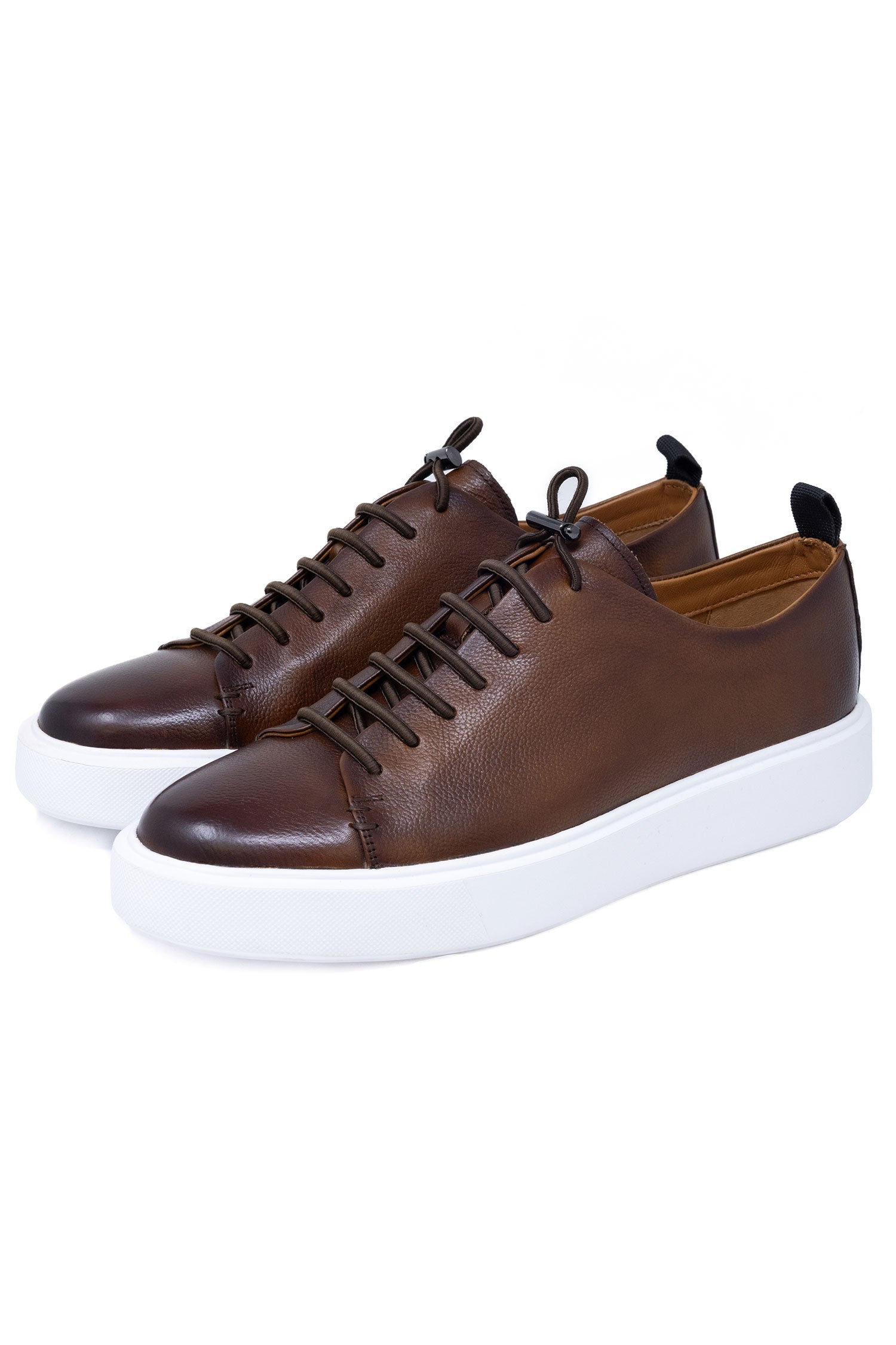 Barabas Men's Premium Leather Casual Low Top Sneaker 5SH15 Brown