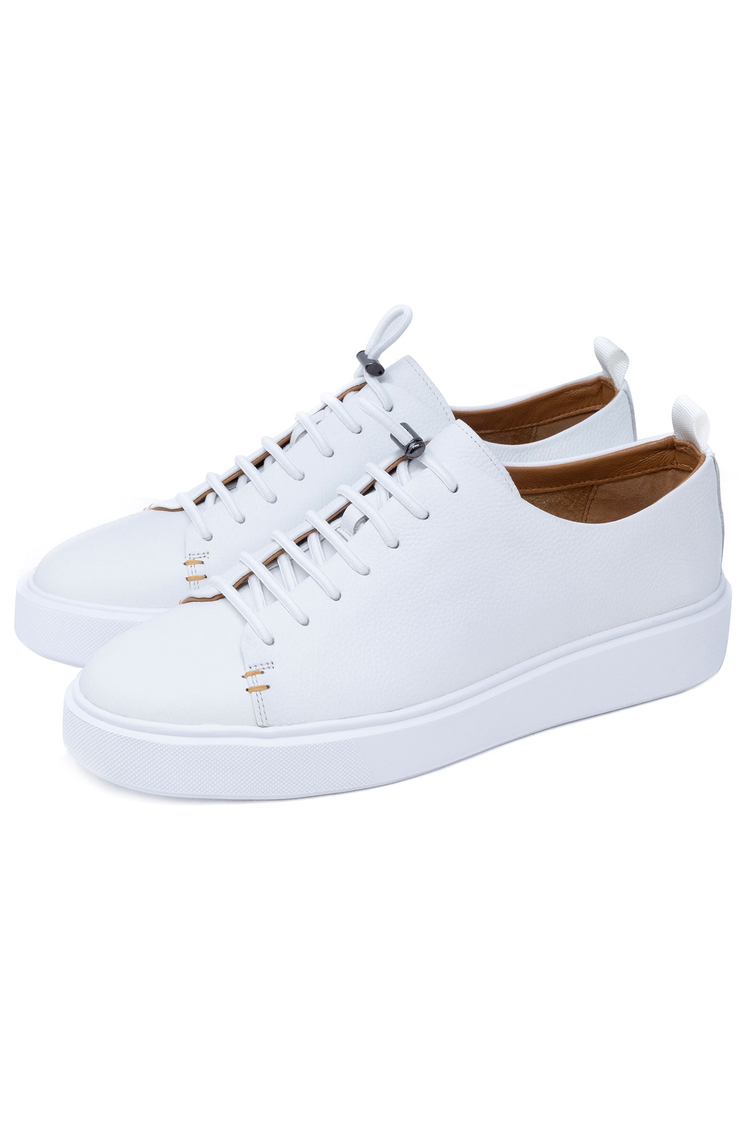 Barabas Men's Premium Leather Casual Low Top Sneaker 5SH15 White