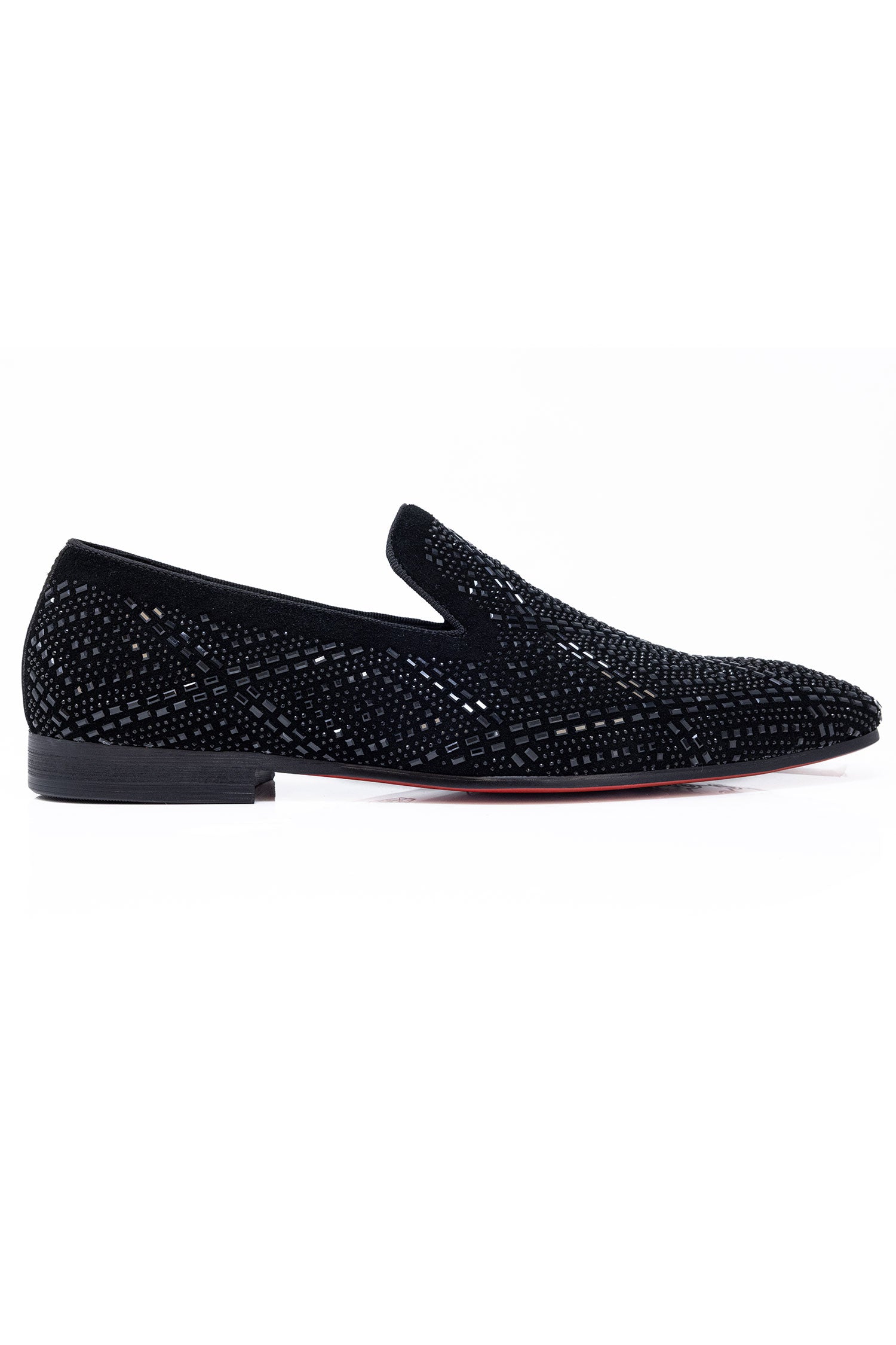 Barabas Men's Rhinestone Suede Slip On Loafer Dress Shoes 5SH16 Black