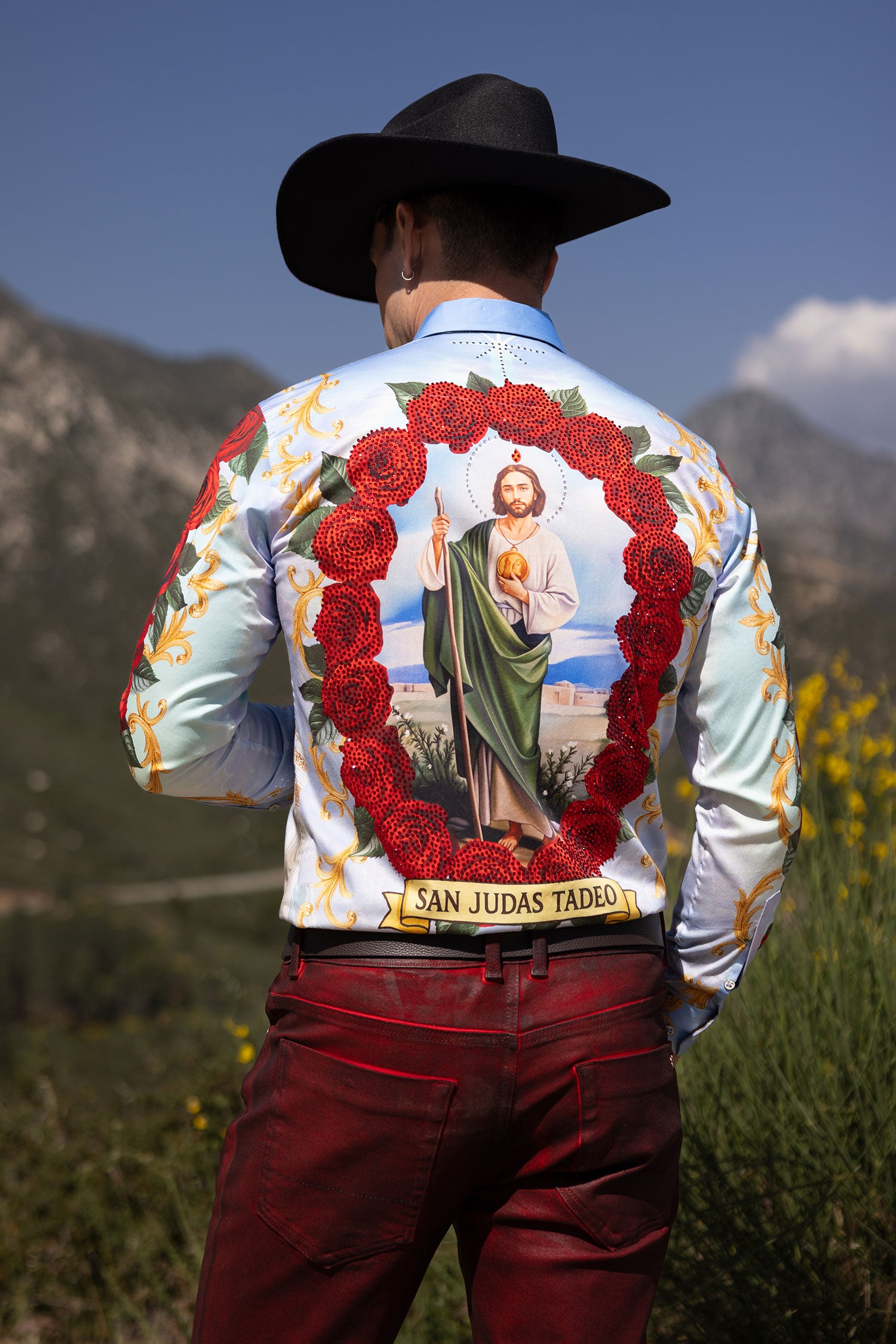Barabas Men's San Judas Tadeo Rhinestones Floral Baroque Shirt 5SPR11 Multi