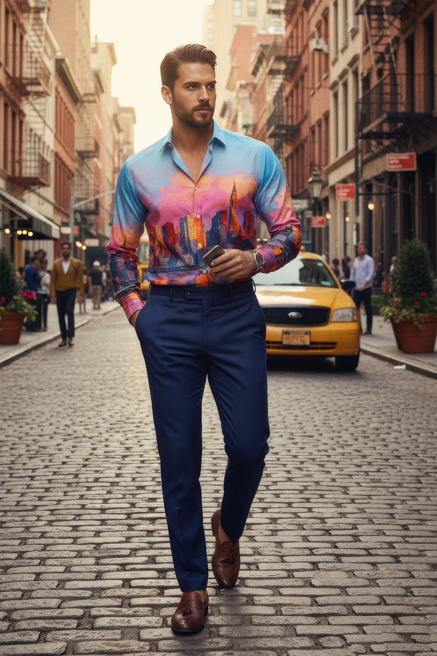 Barabas Men's New York Rhinestones Baroque Shirt 5SPR16