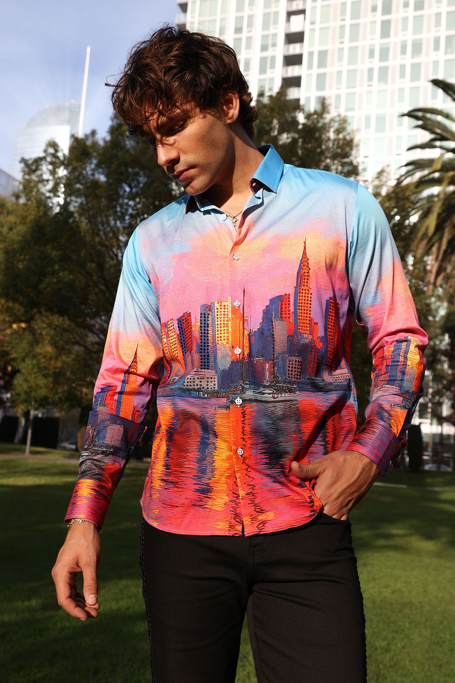 Barabas Men's New York Rhinestones Baroque Shirt 5SPR16