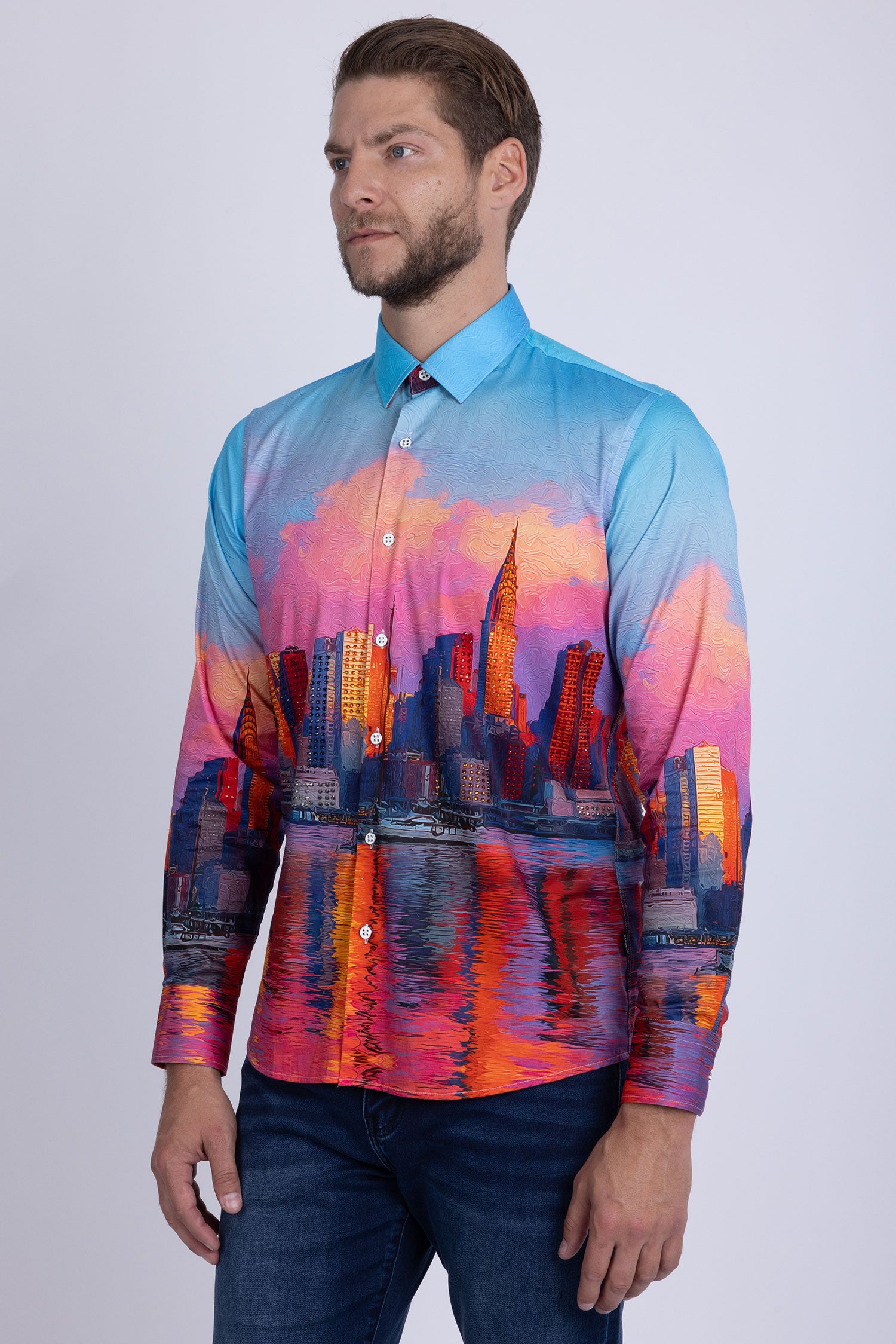 Barabas Men's New York Rhinestones Baroque Shirt 5SPR16