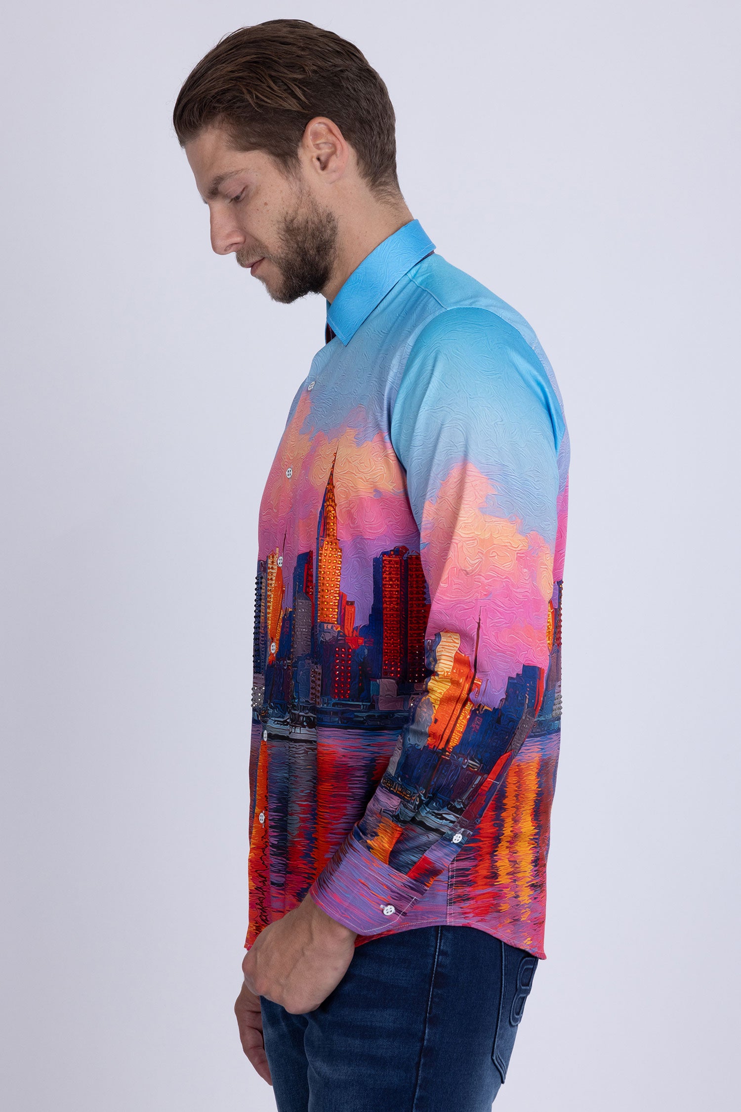 Barabas Men's New York Rhinestones Baroque Shirt 5SPR16