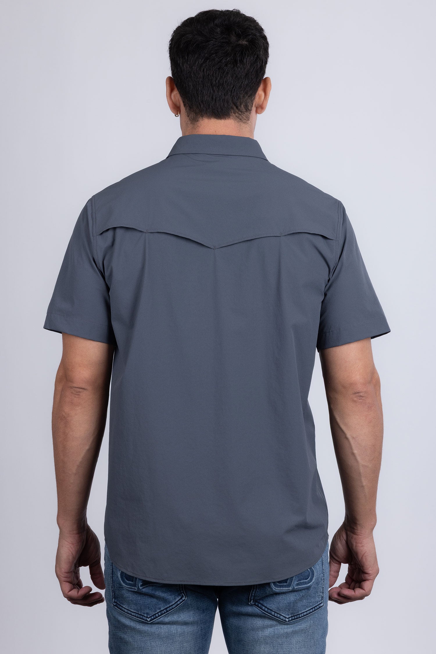 Barabas Men's Western Casual Solid Stretch Short Sleeve Shirt 5SST10 Grey