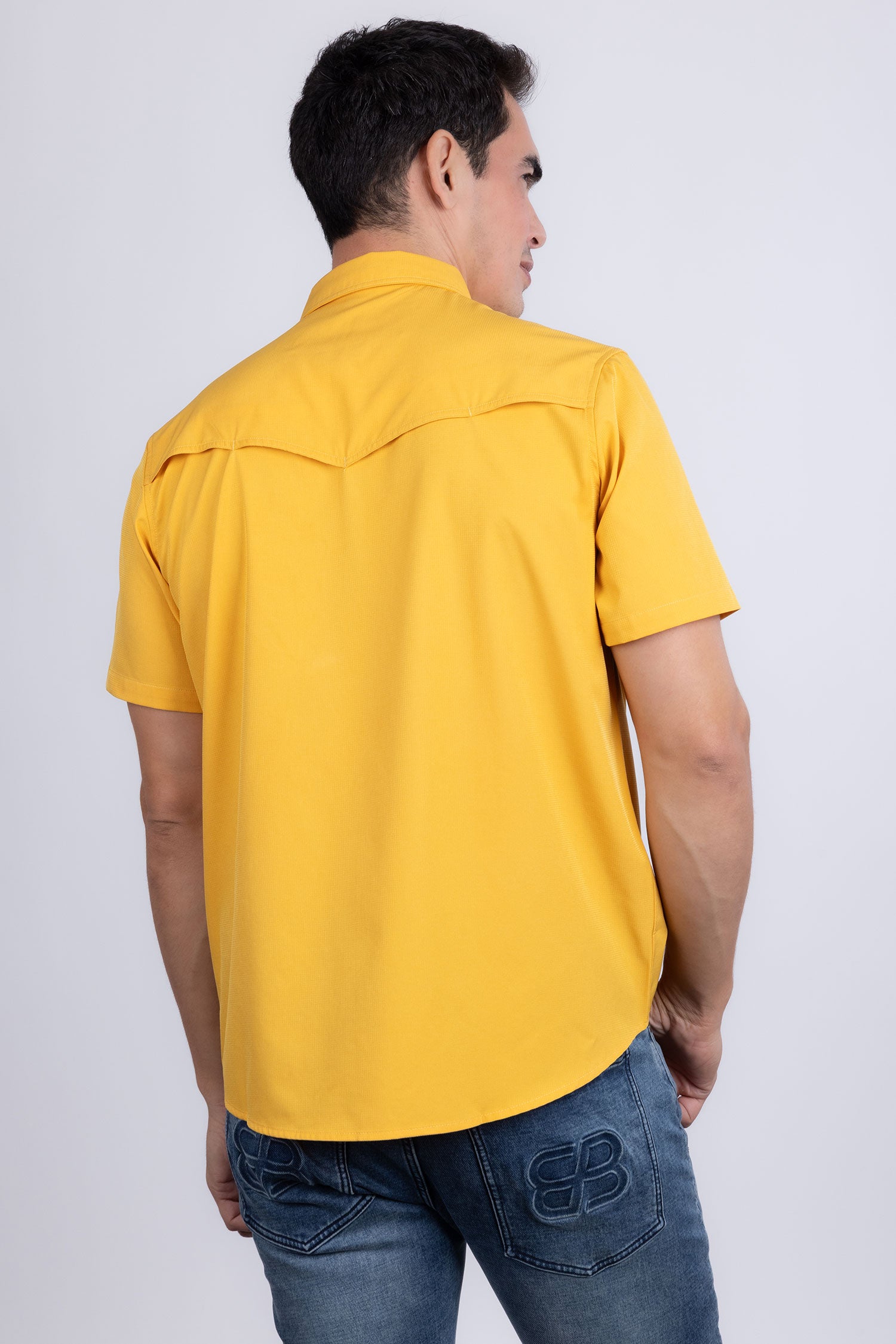 Barabas Men's Western Casual Solid Stretch Short Sleeve Shirt 5SST10 Mustard