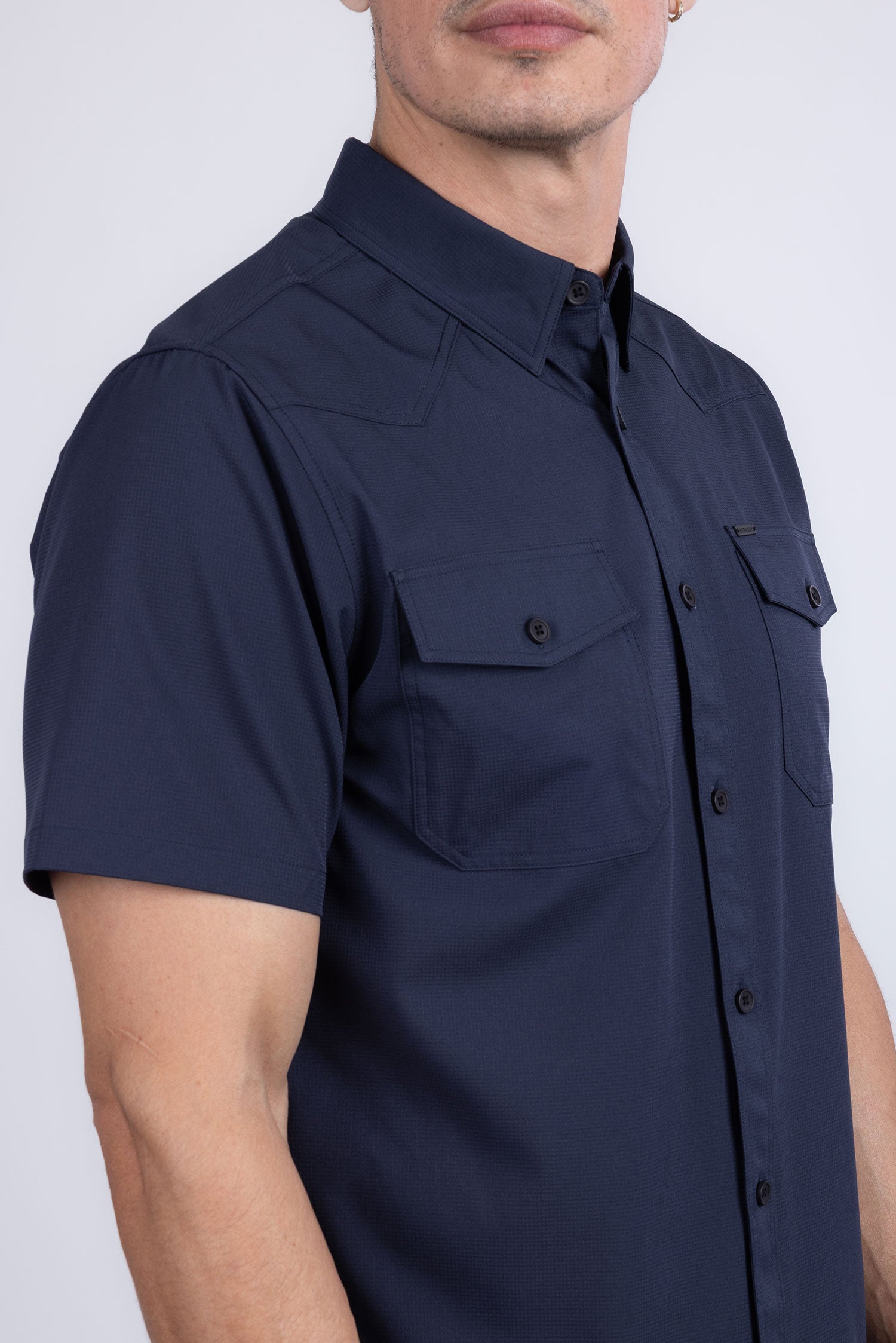 Barabas Men's Western Casual Solid Stretch Short Sleeve Shirt 5SST10 Navy