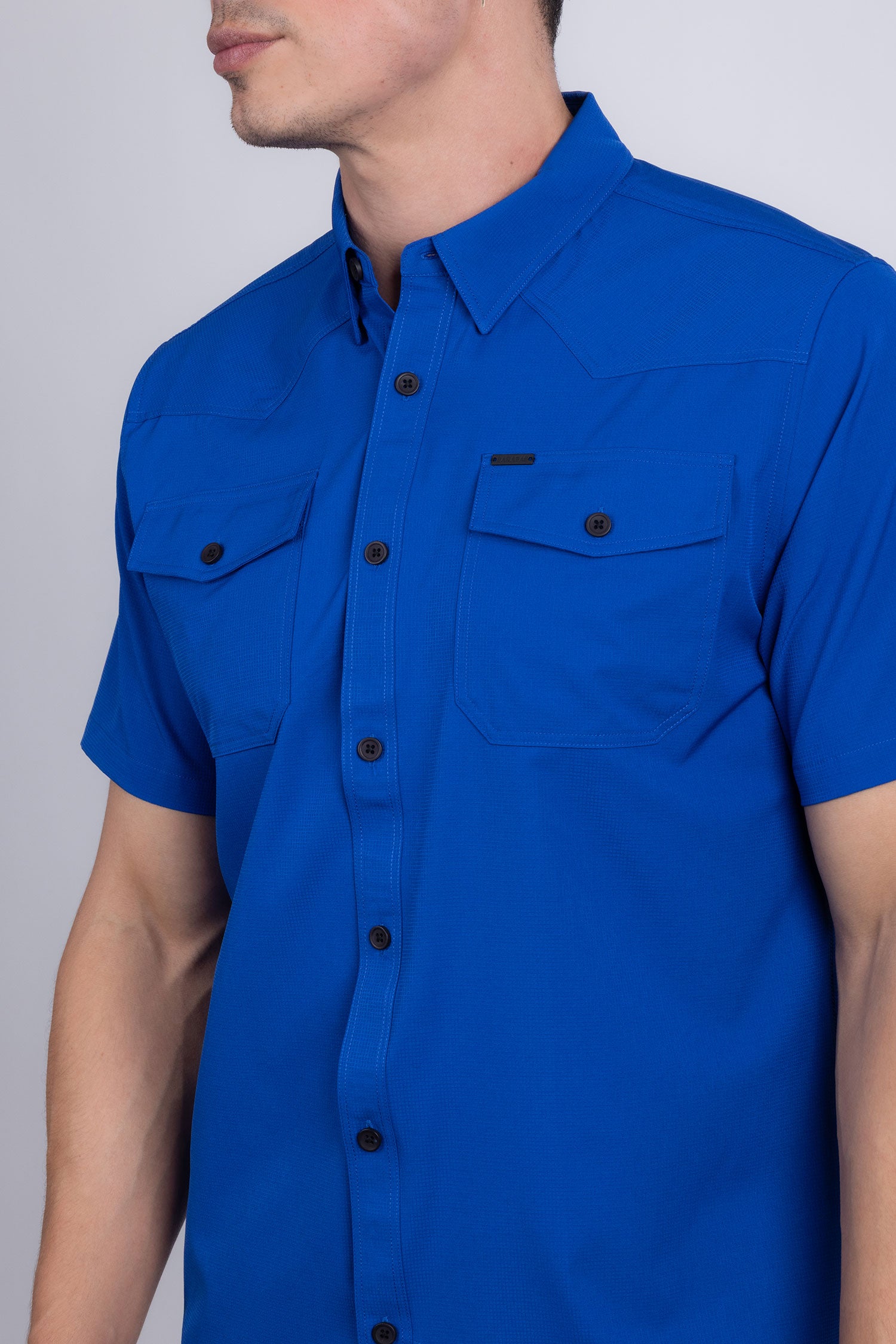 Barabas Men's Western Casual Solid Stretch Short Sleeve Shirt 5SST10 Royal