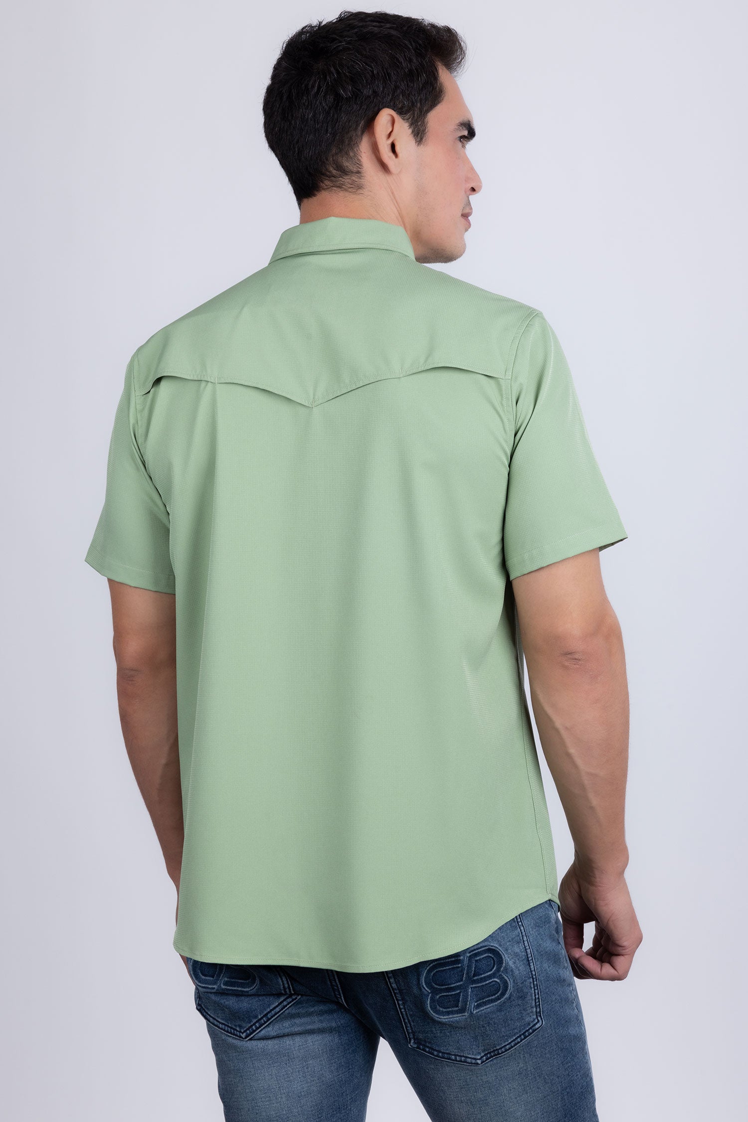 Barabas Men's Western Casual Solid Stretch Short Sleeve Shirt 5SST10 Sage